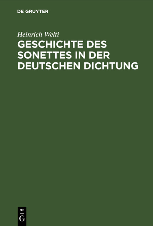 Geschichte des Sonettes in der Deutschen Dichtung
