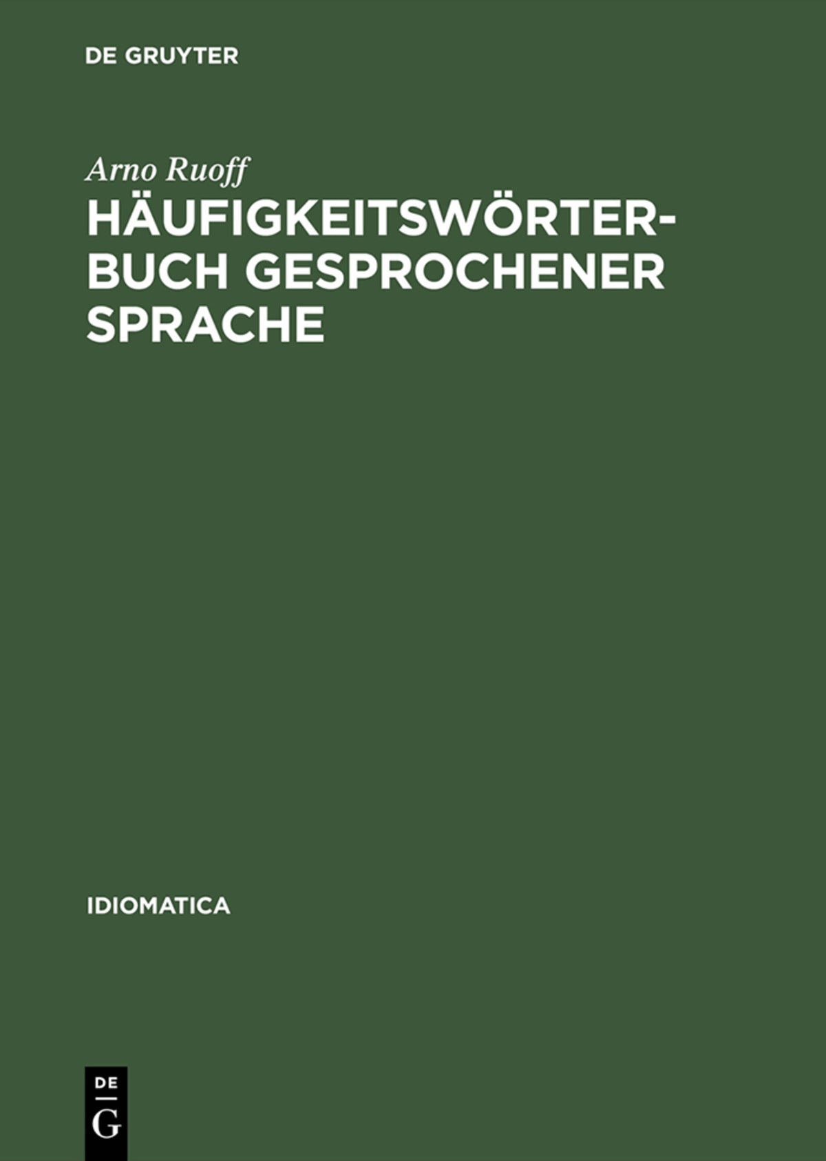 Cover image for Häufigkeitswörterbuch gesprochener Sprache ISBN 9783484240087