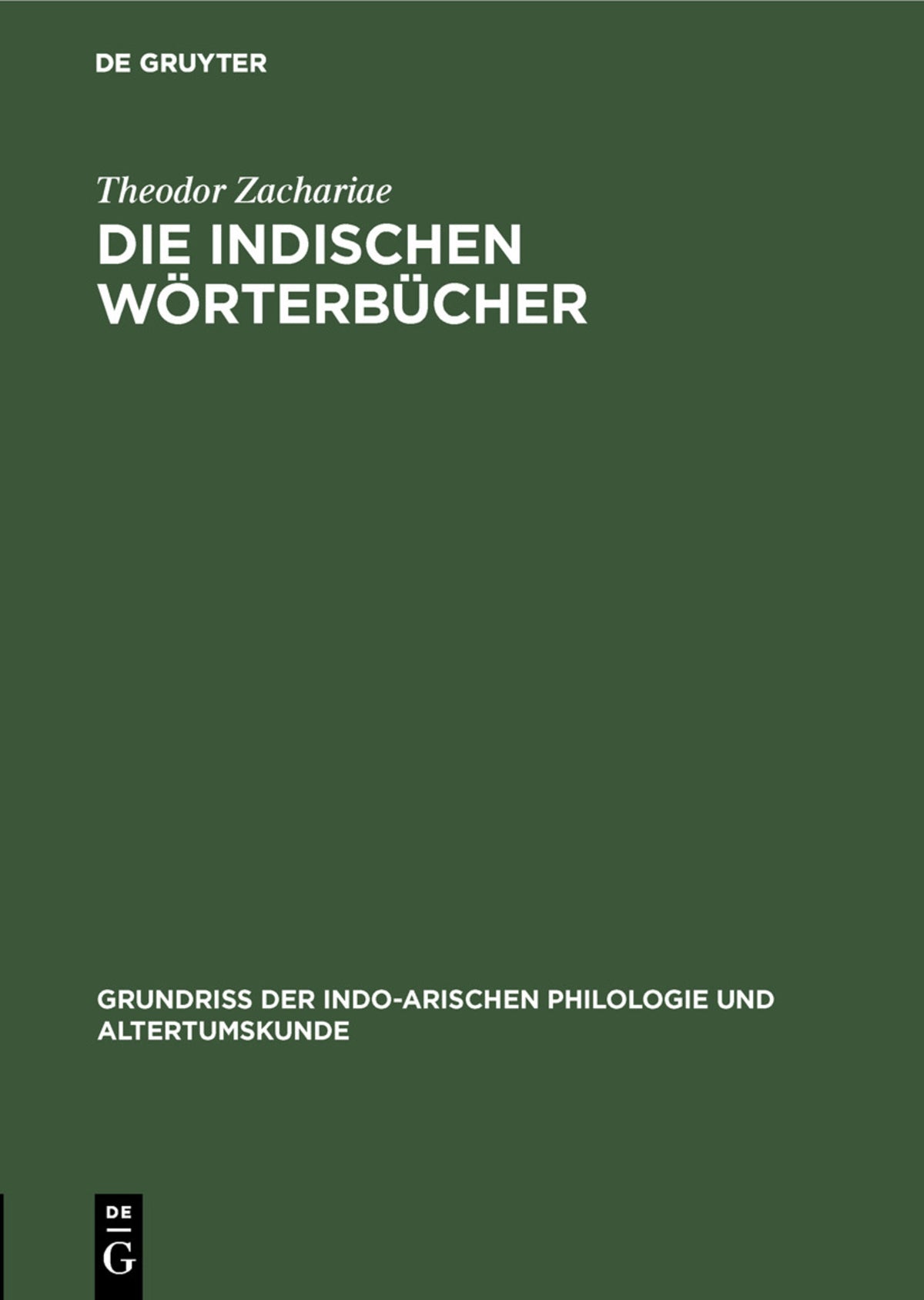 Die indischen Wörterbücher