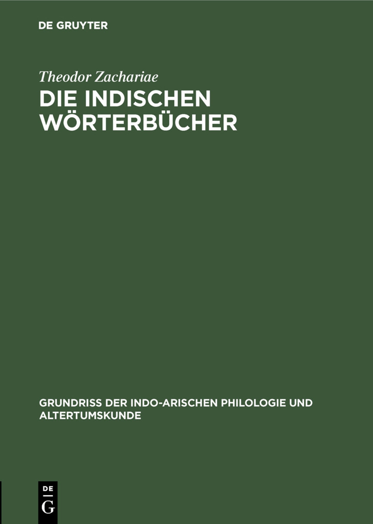 Die indischen Wörterbücher