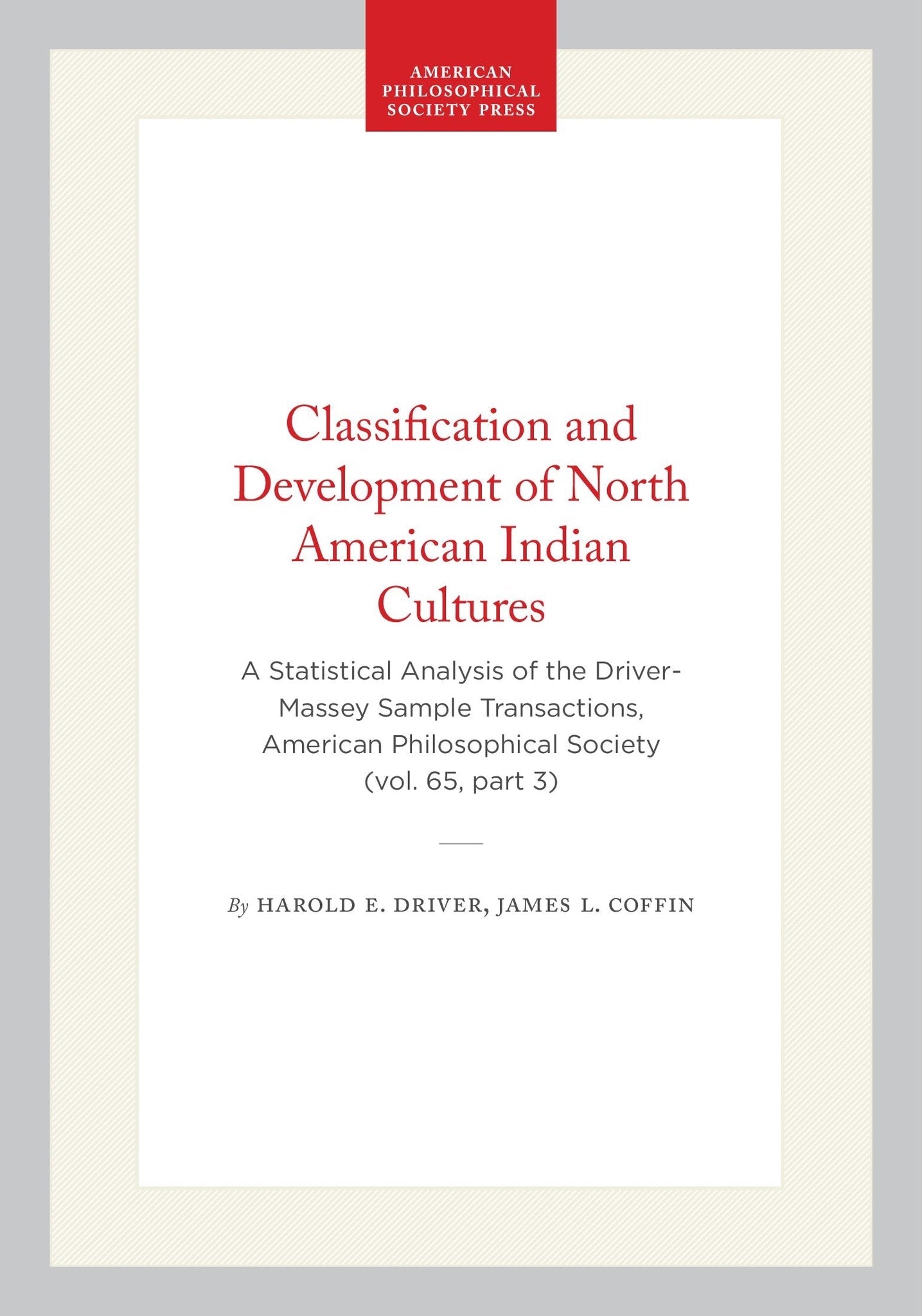 Cover image for Classification and Development of North American Indian Cultures ISBN 9798893980387