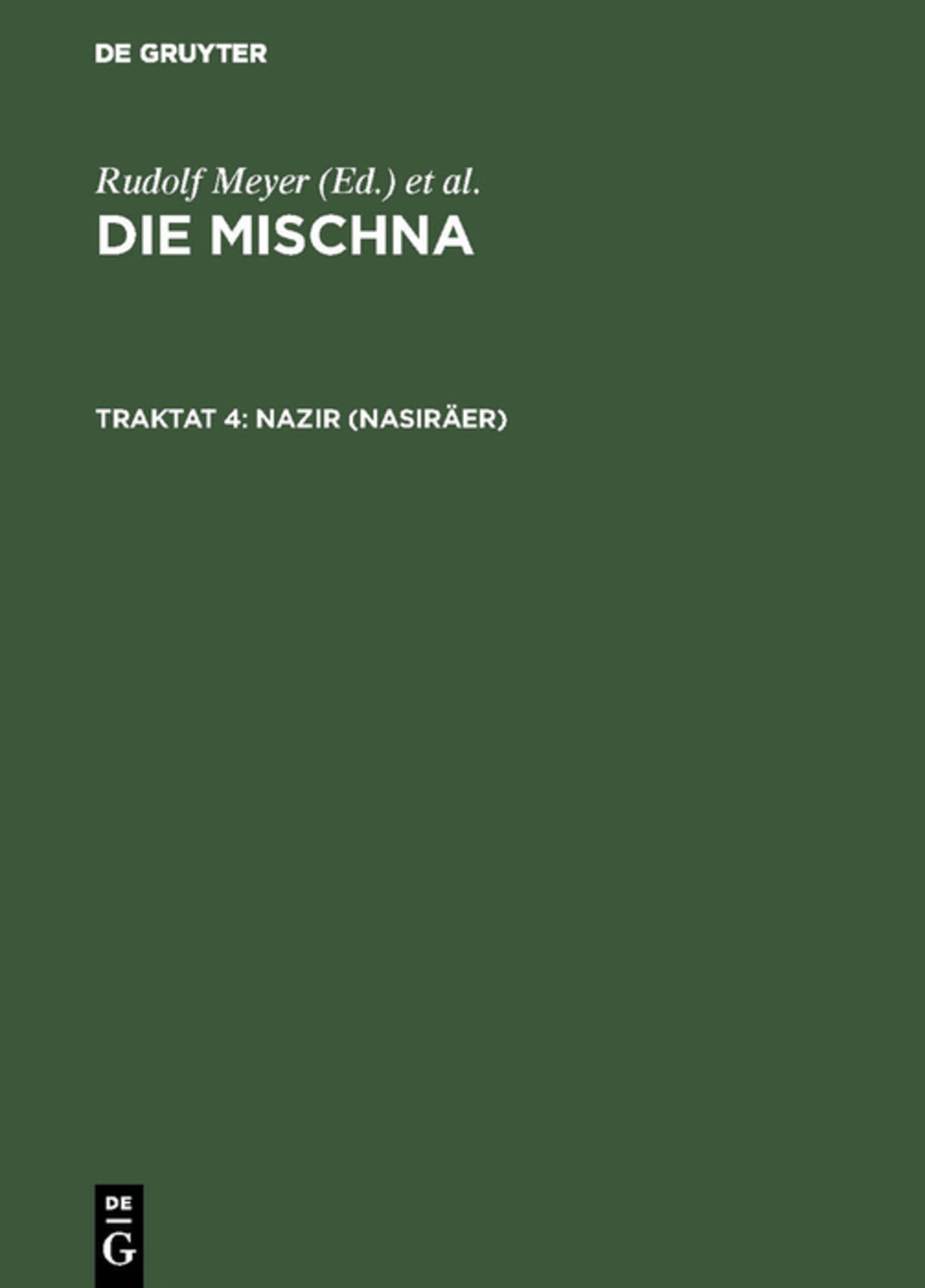 Cover image for Nazir (Nasiräer) ISBN 9783110024364