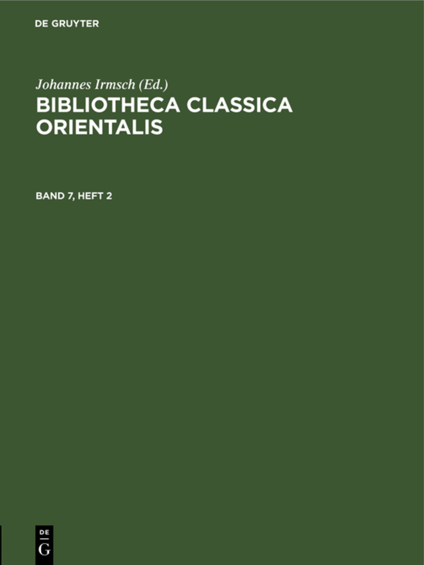 Bibliotheca Classica Orientalis. Band 7, Heft 2