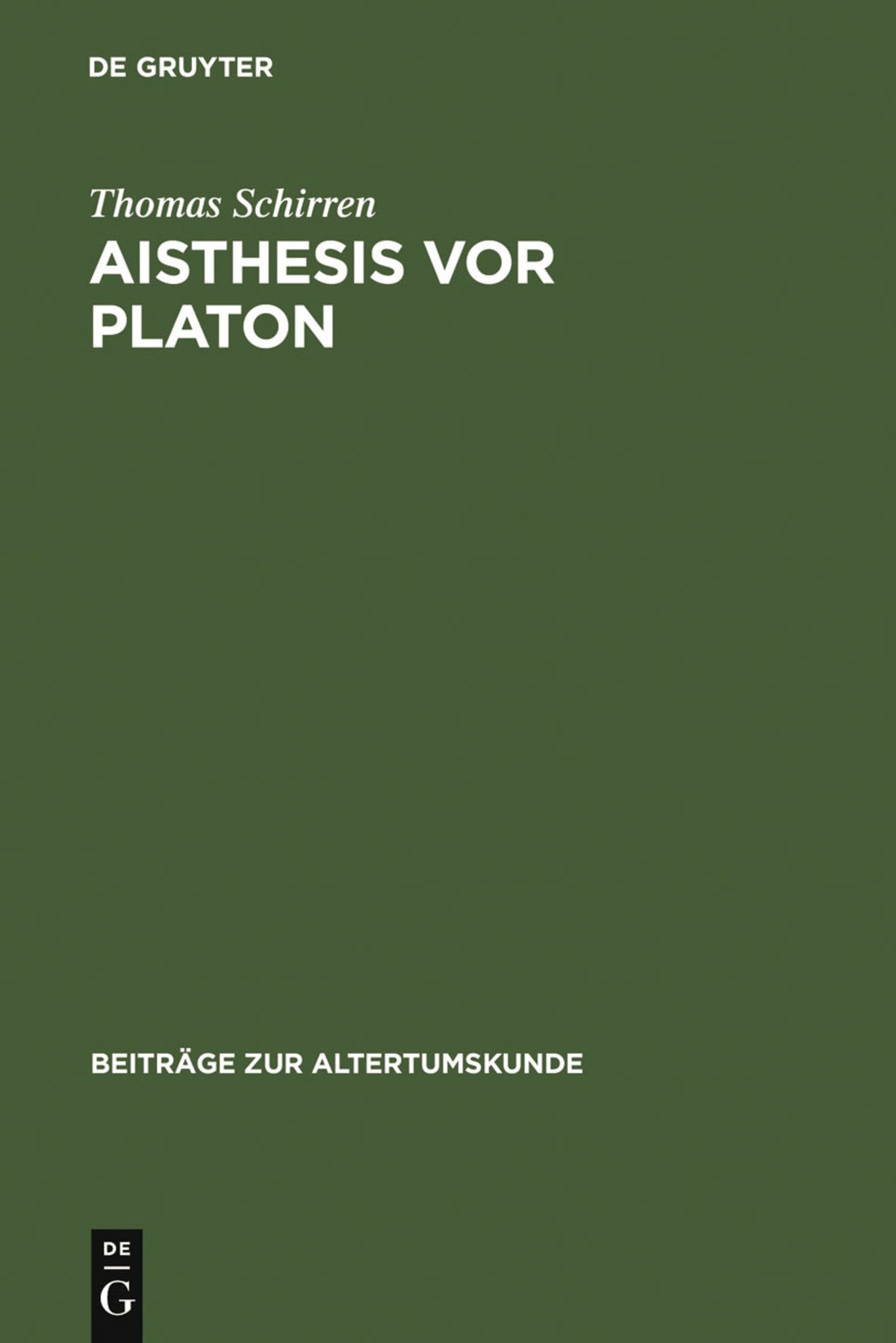 Cover image for Aisthesis vor Platon ISBN 9783598776663