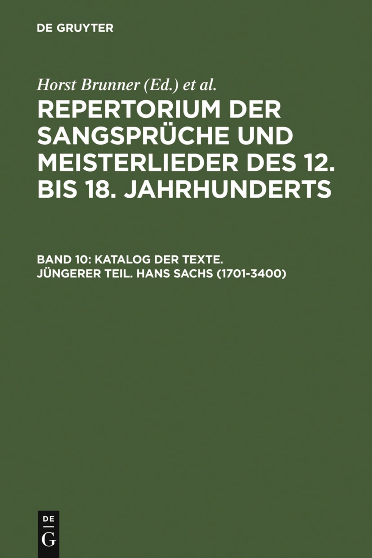 Katalog der Texte. Jüngerer Teil. Hans Sachs (1701-3400)