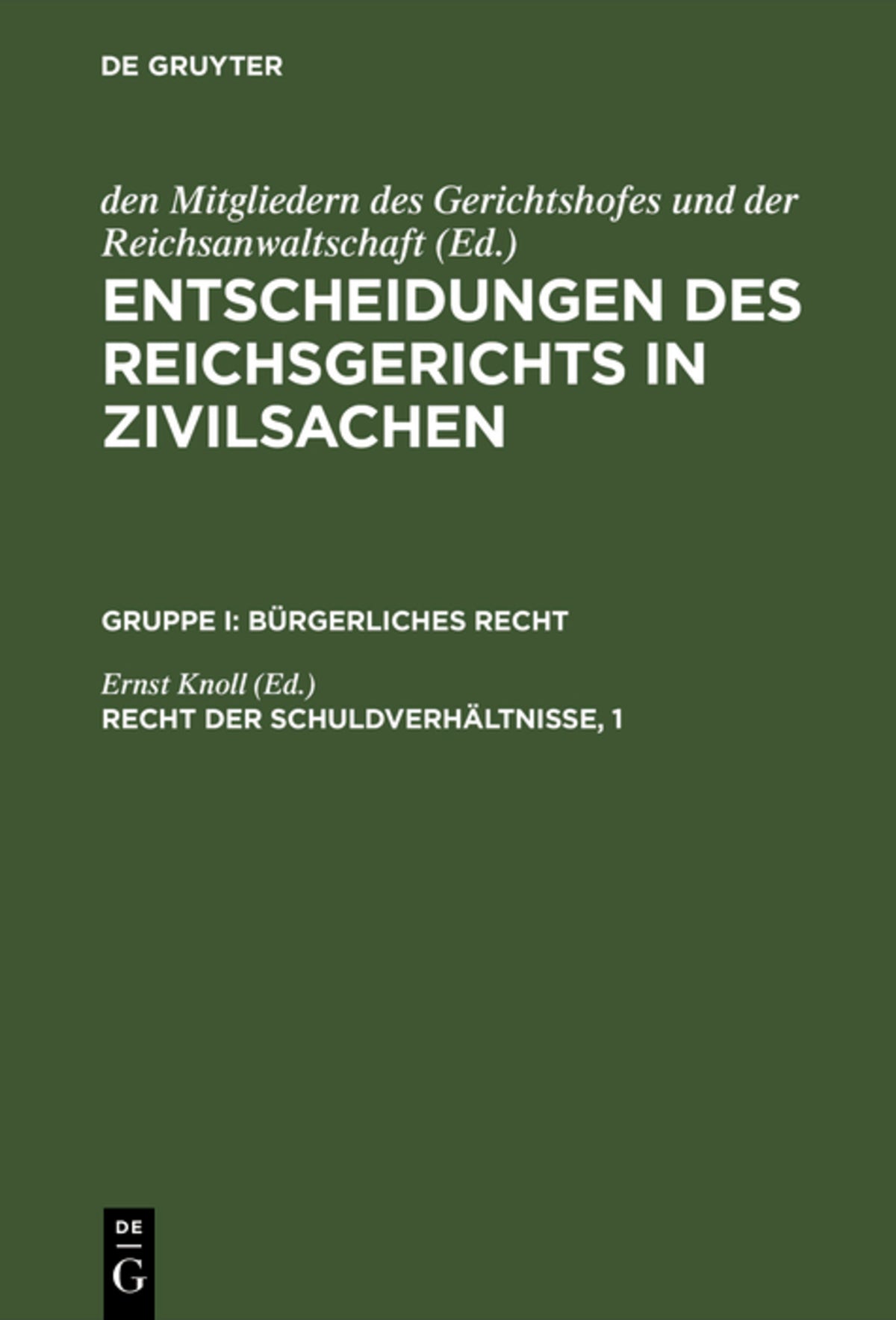 Cover image for Recht der Schuldverhältnisse, 1 ISBN 9783110237146