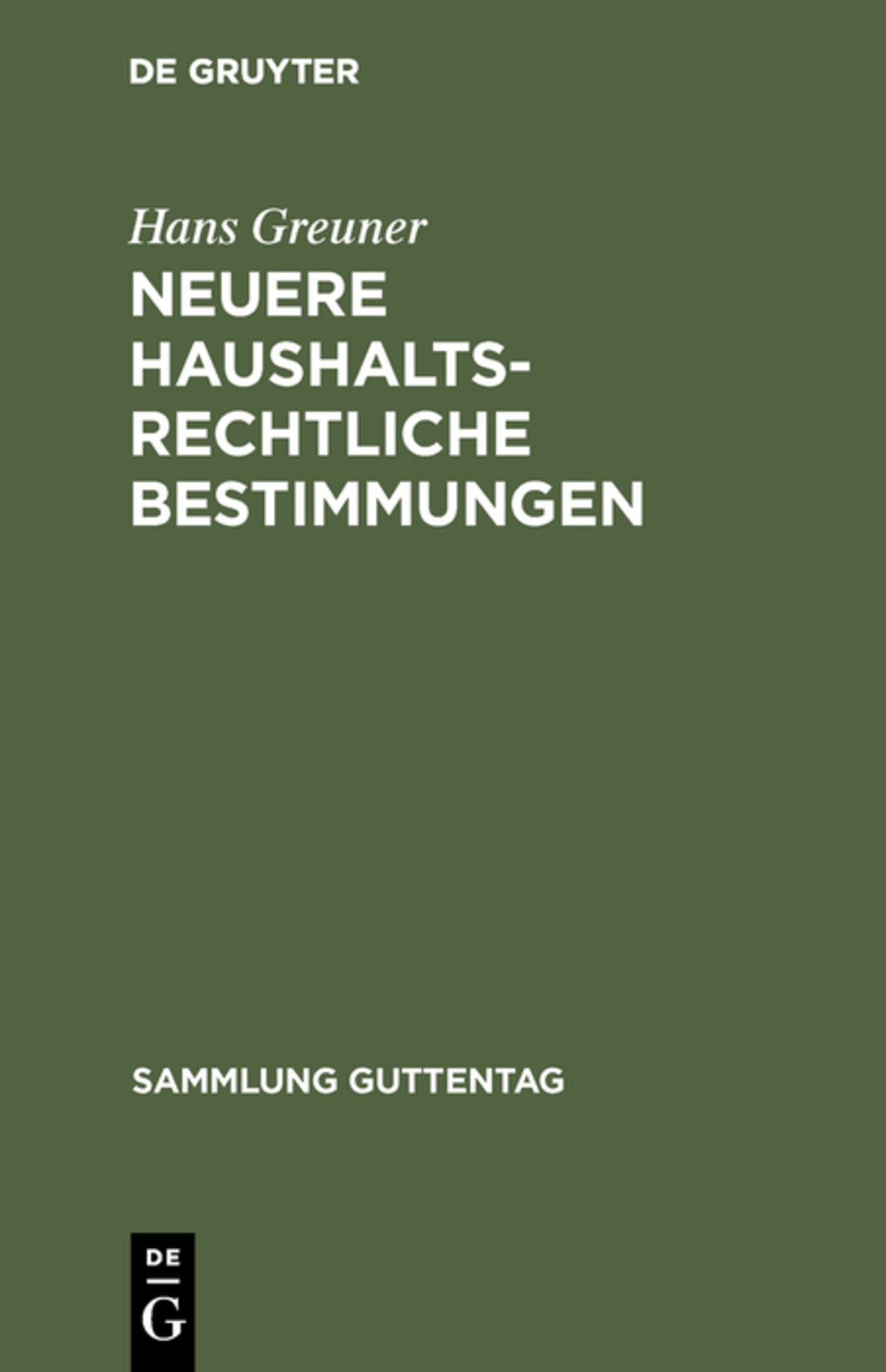 Cover image for Neuere haushaltsrechtliche Bestimmungen ISBN 9783111253947