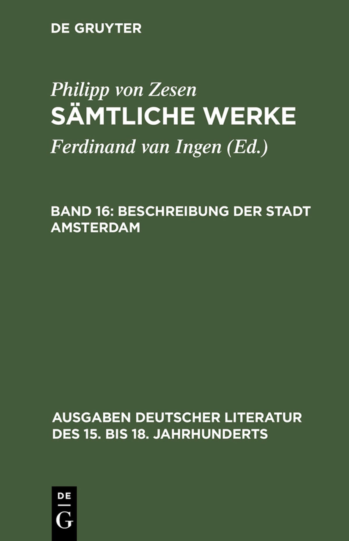 Cover image for Beschreibung der Stadt Amsterdam ISBN 9783110164718