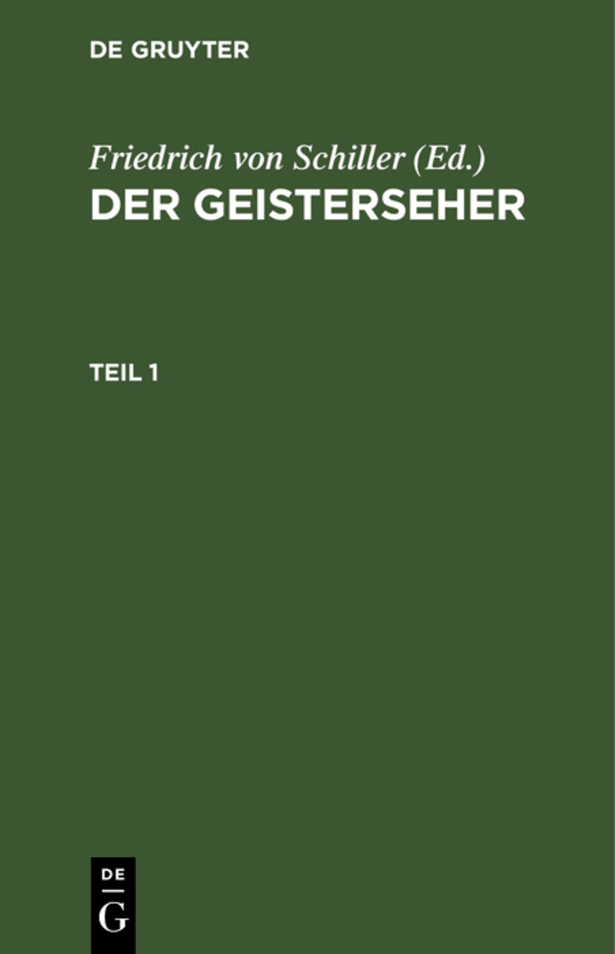 Cover image for Der Geisterseher. Teil 1 ISBN 9783111179162