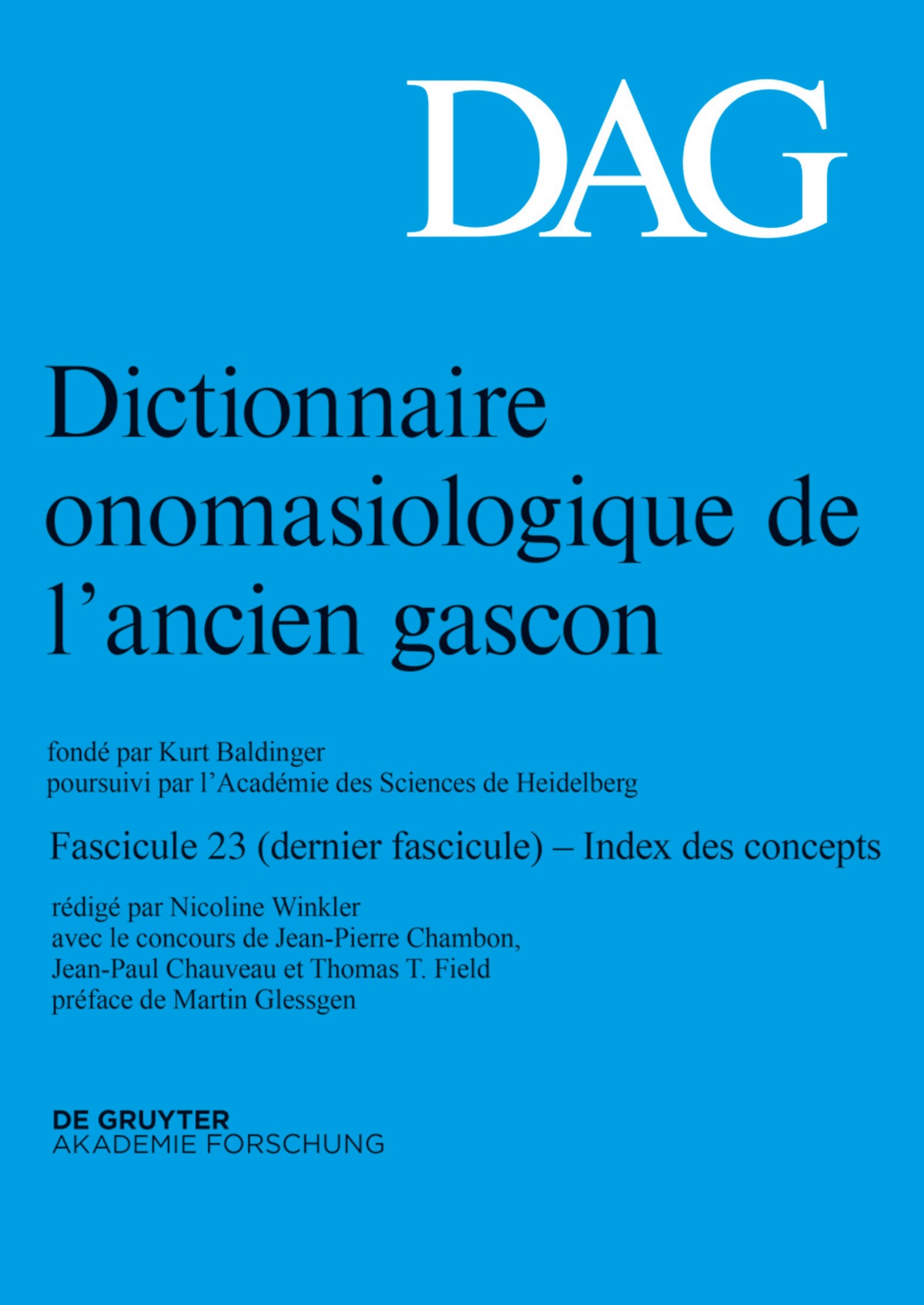 Dictionnaire onomasiologique de l’ancien gascon (DAG). Fascicule 23