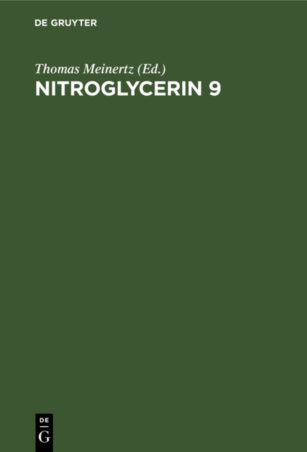 Cover image for Nitroglycerin 9 ISBN 9783110167764