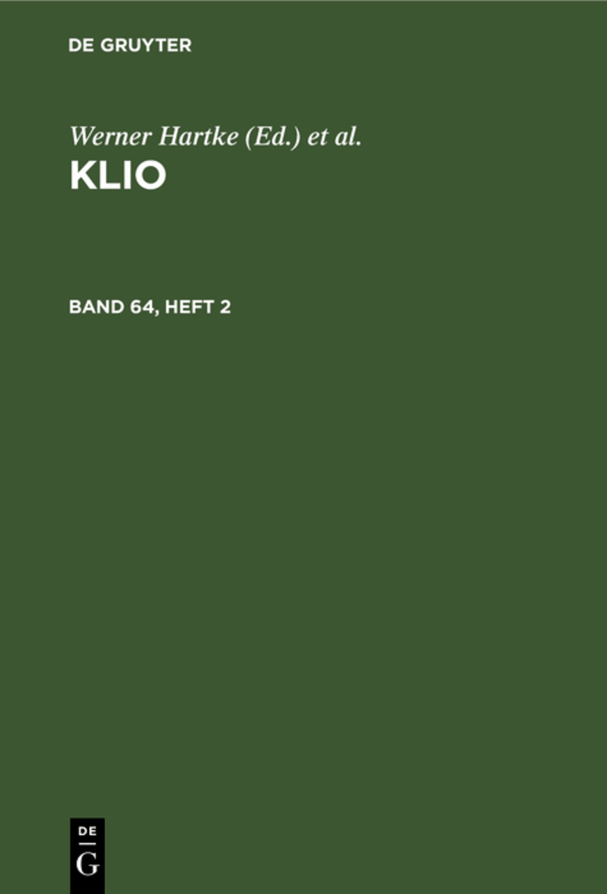 Cover image for Klio. Band 64, Heft 2 ISBN 9783112534199