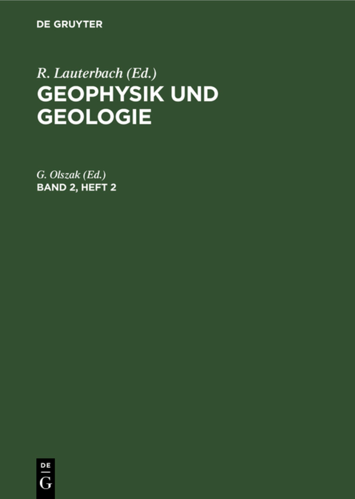 Geophysik und Geologie. Band 2, Heft 2