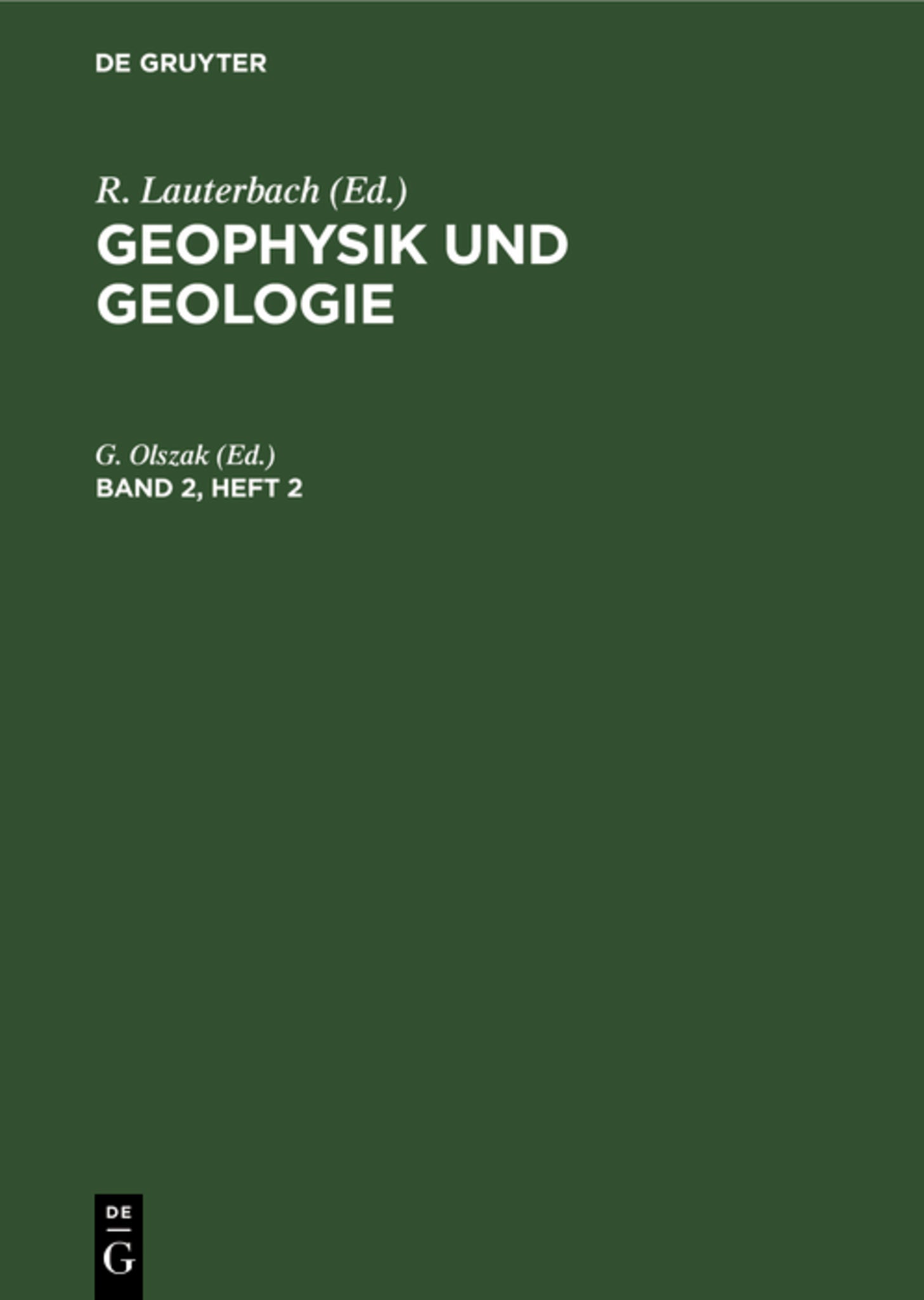 Geophysik und Geologie. Band 2, Heft 2