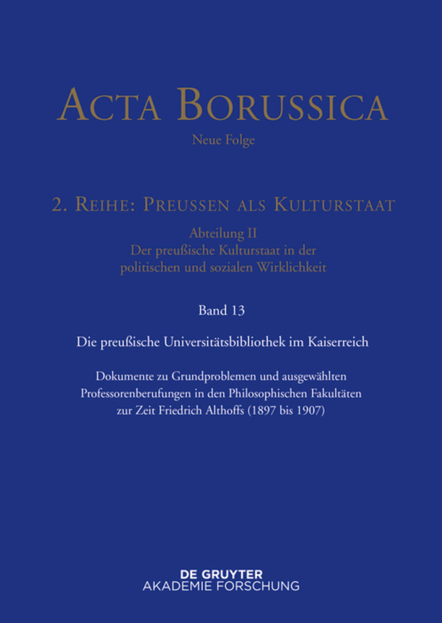Preußische Universitätspolitik im Deutschen Kaiserreich