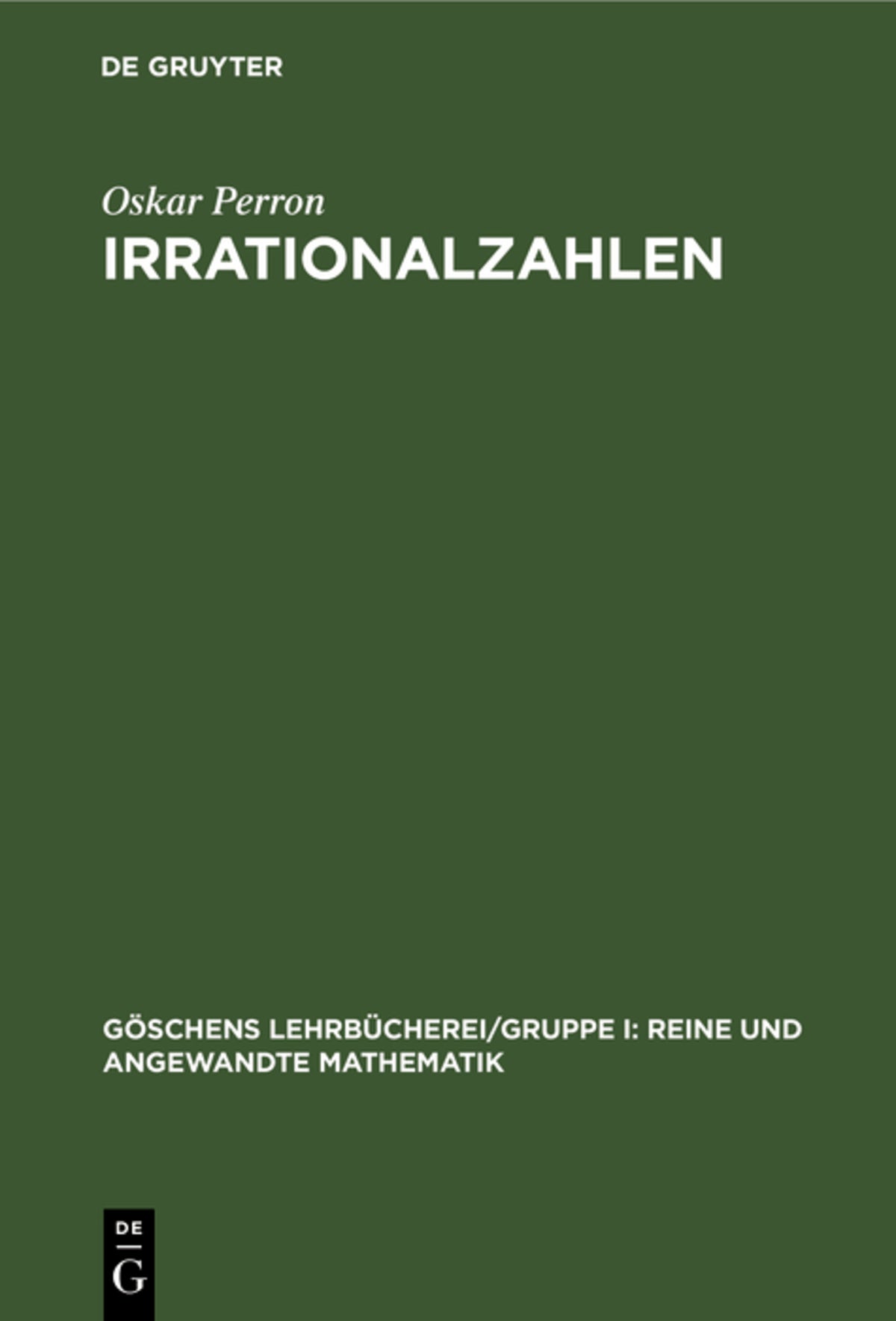 Cover image for Irrationalzahlen ISBN 9783110989069