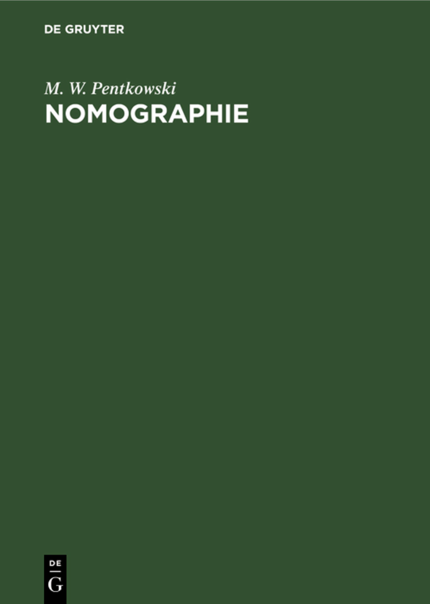 Cover image for Nomographie ISBN 9783112573631