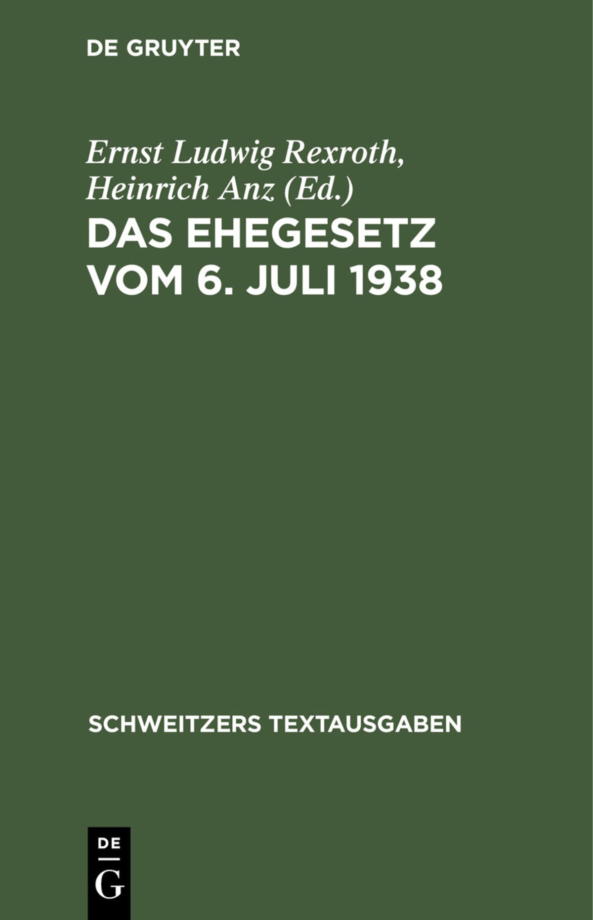 Cover image for Das Ehegesetz vom 6. Juli 1938 ISBN 9783112433355