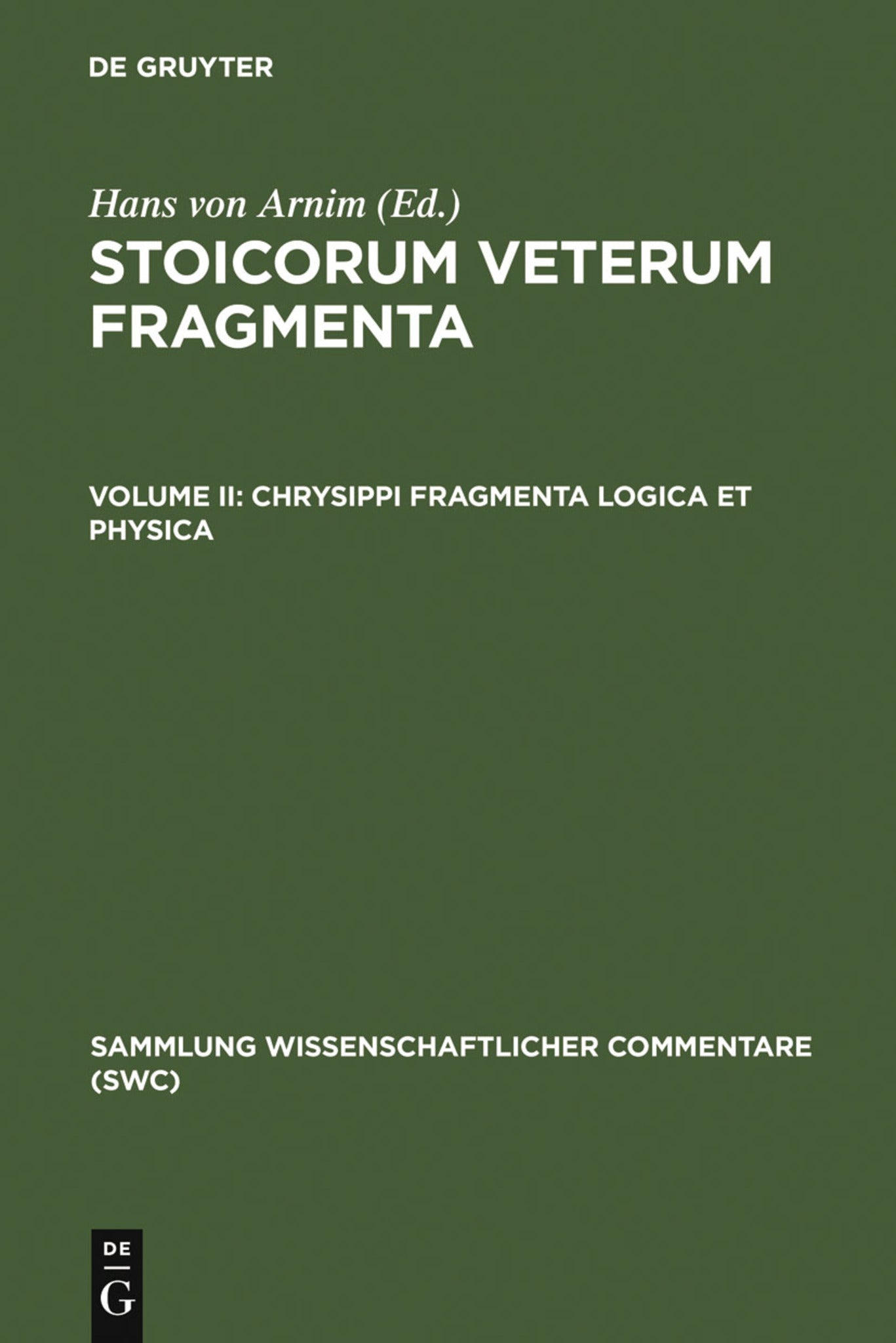 Cover image for Chrysippi fragmenta logica et physica ISBN 9783598742569