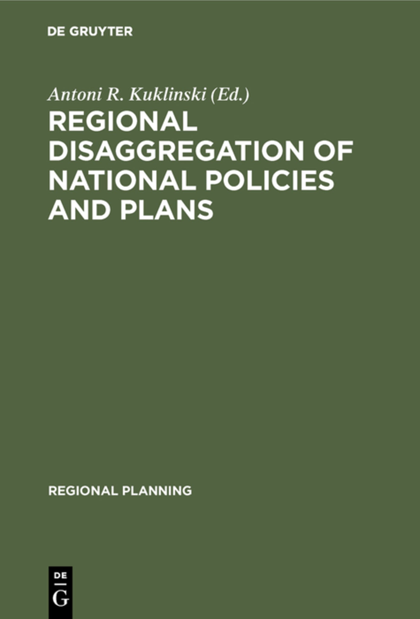 Cover image for Regional disaggregation of national policies and plans ISBN 9783111277950