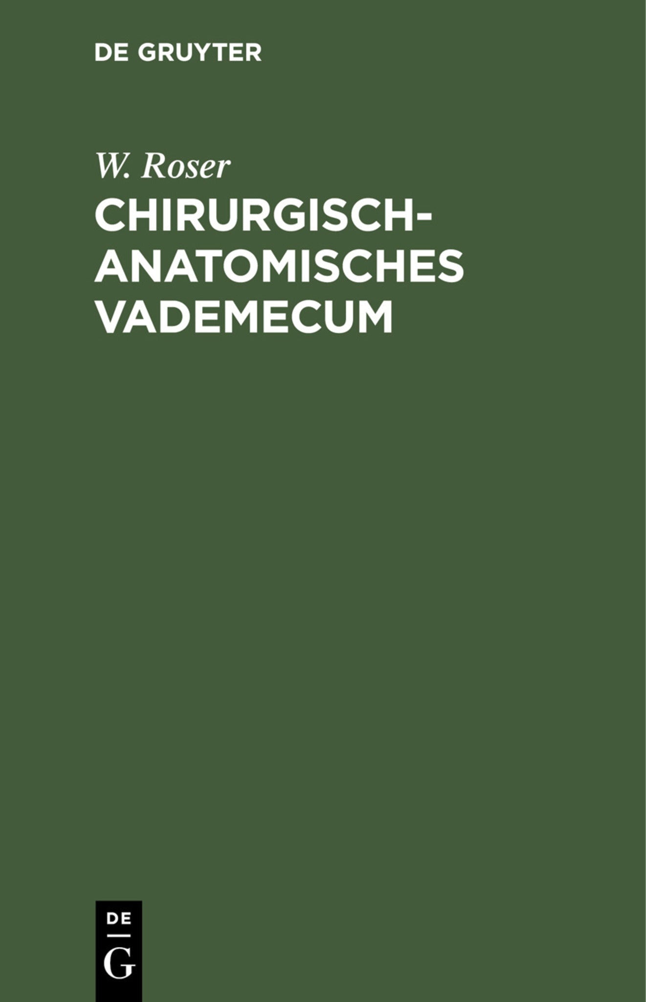 Cover image for Chirurgisch-Anatomisches Vademecum ISBN 9783112390634