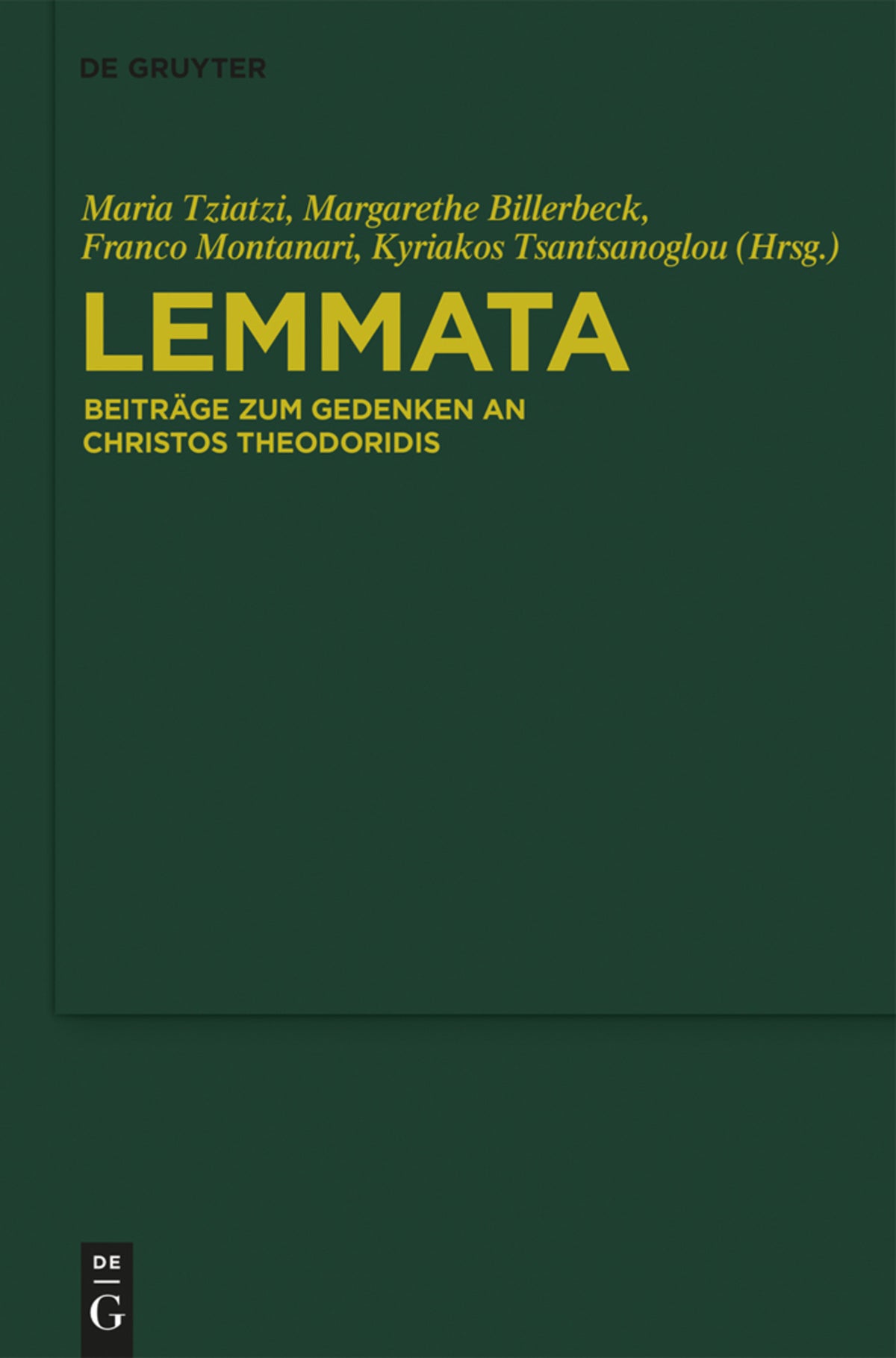 Cover image for Lemmata ISBN 9783110354287