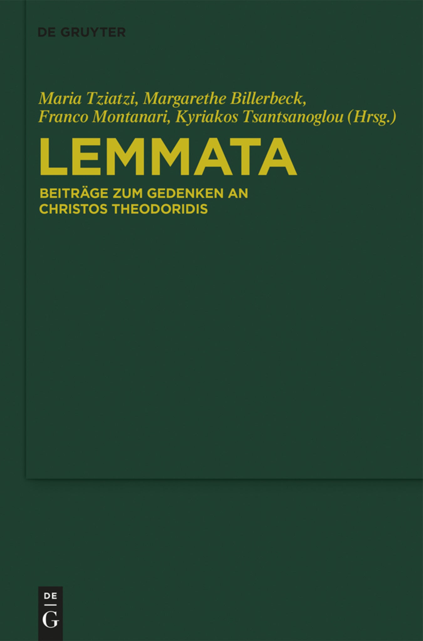 Cover image for Lemmata ISBN 9783110354287
