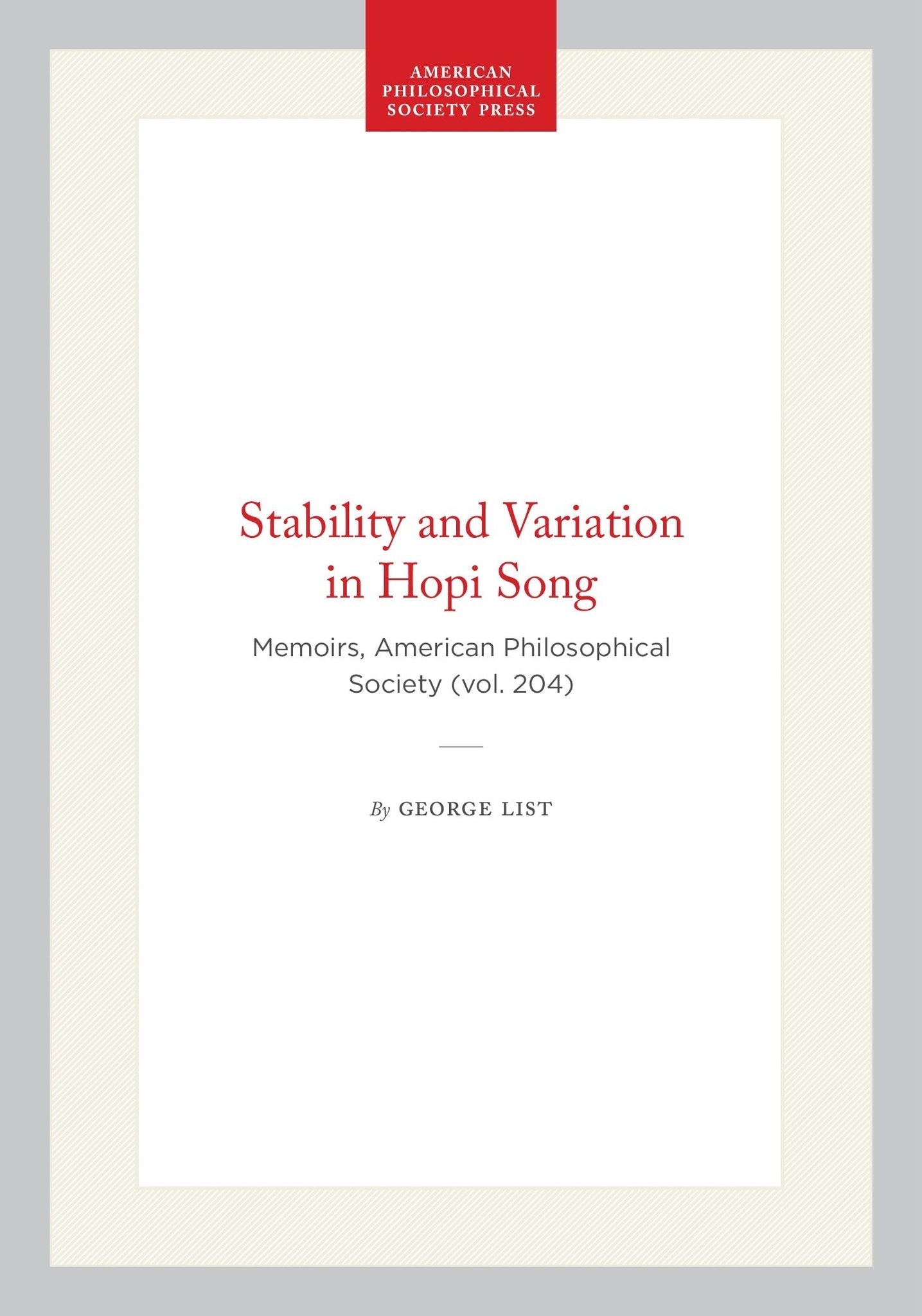 Stability and Variation in Hopi Song