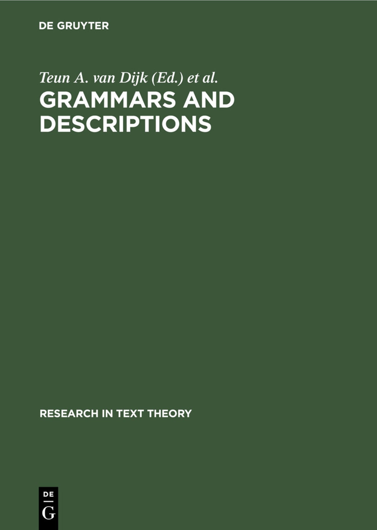 Cover image for Grammars and Descriptions ISBN 9783110057416