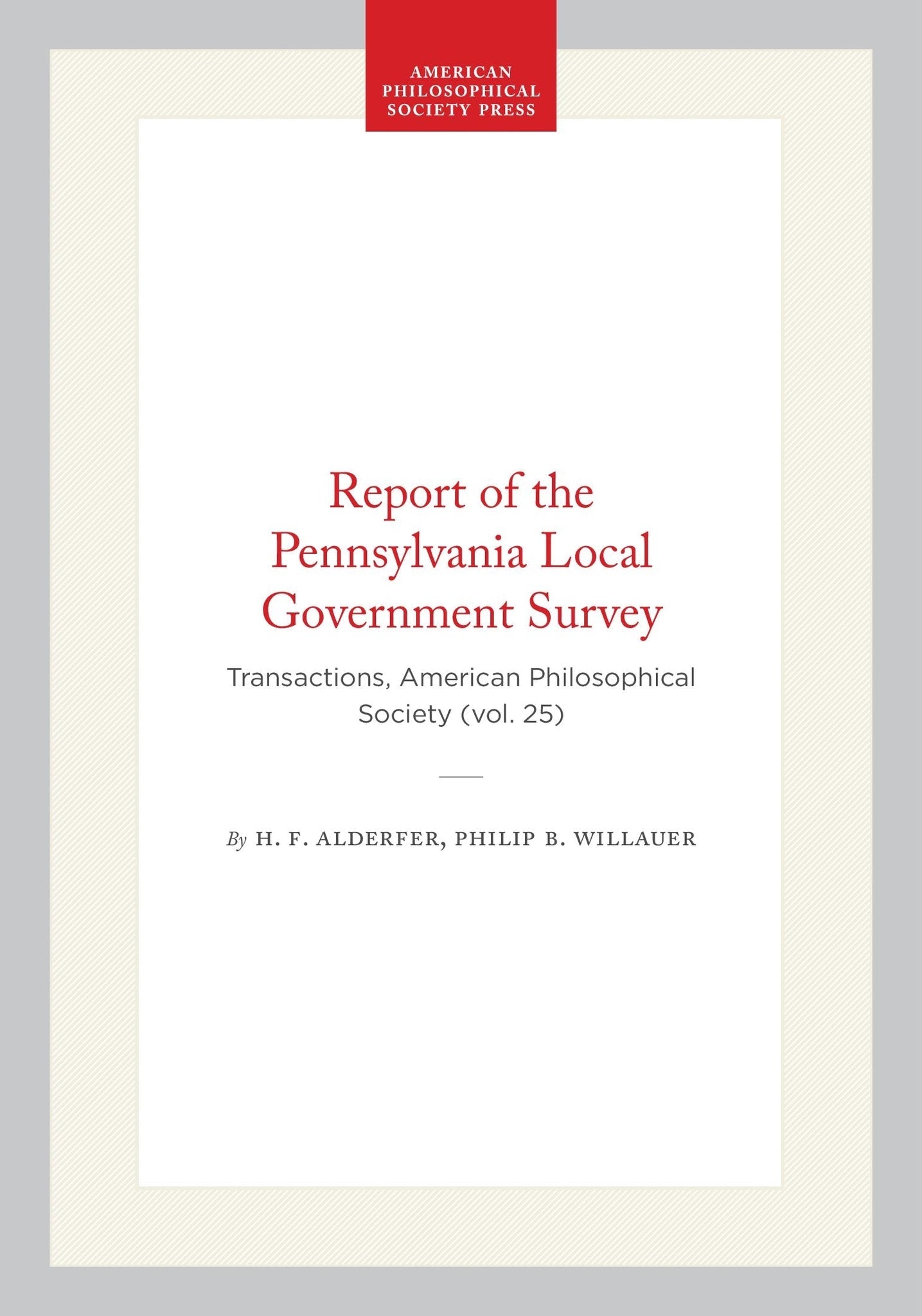 Report of the Pennsylvania Local Government Survey