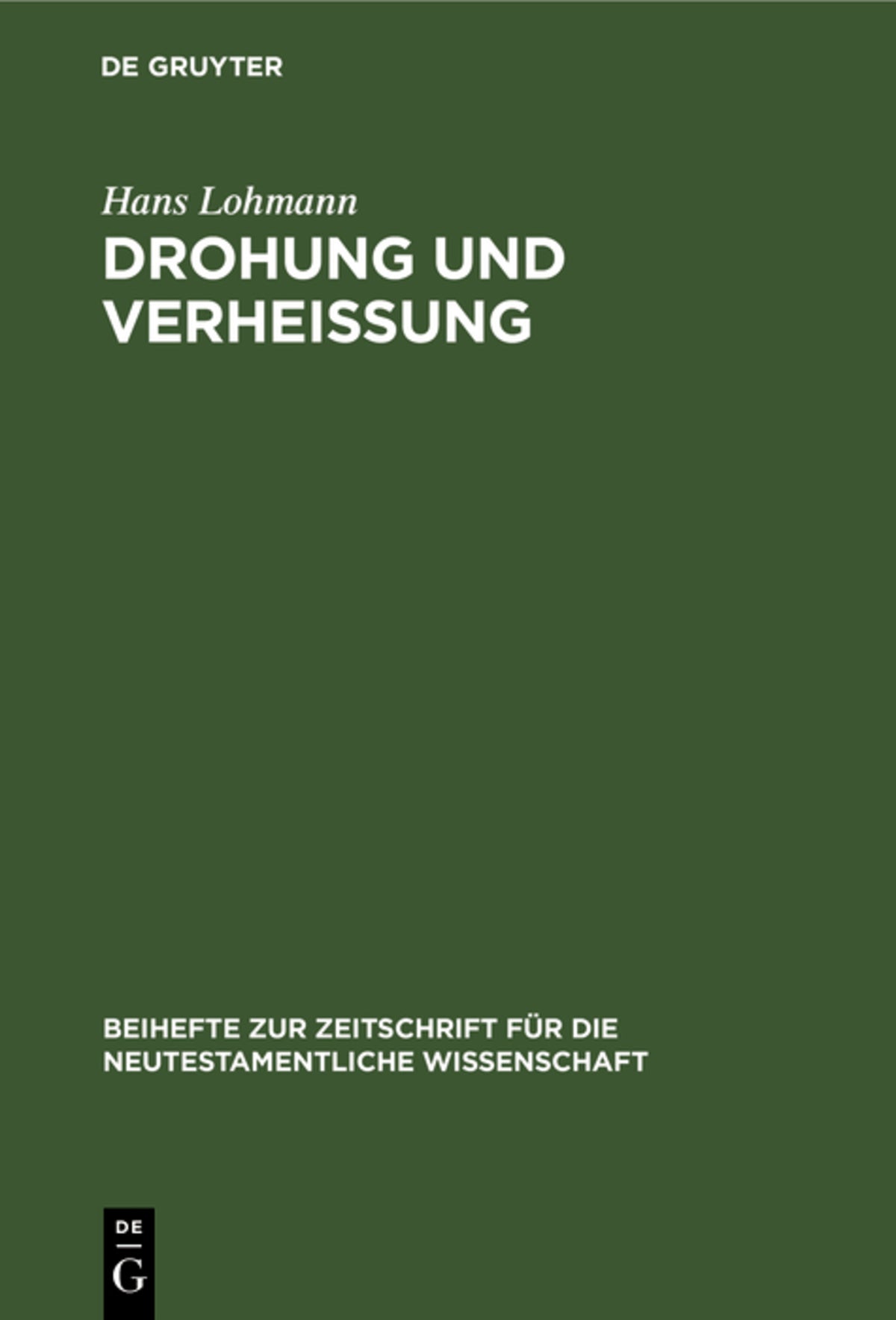 Cover image for Drohung und Verheißung ISBN 9783110120189