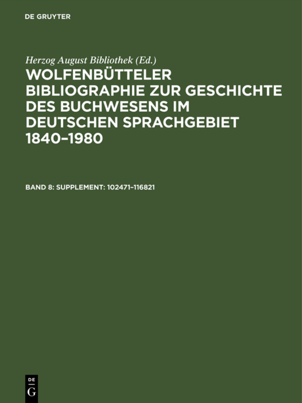 Cover image for Supplement: 102471–116821 ISBN 9783598303944