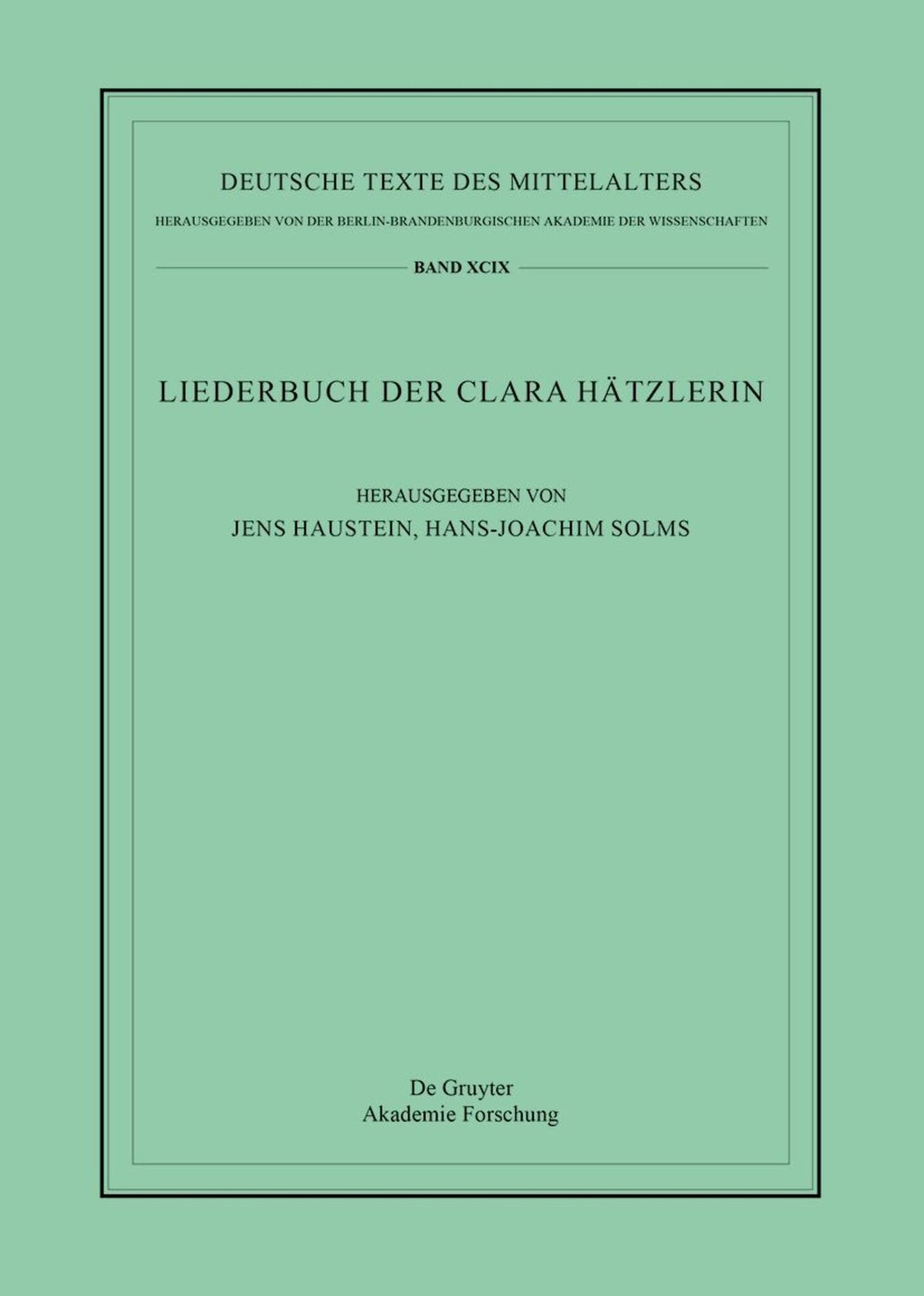 Das Liederbuch der Clara Hätzlerin