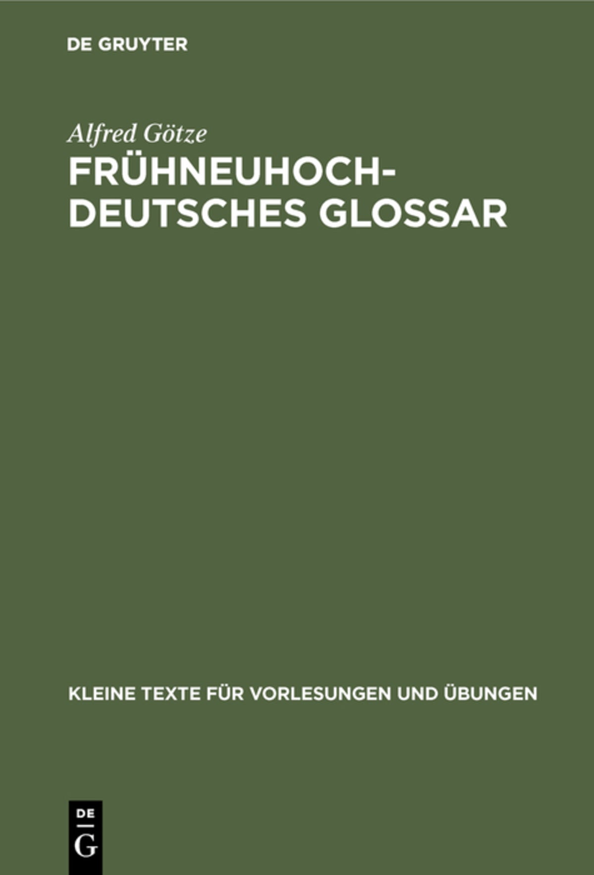 Cover image for Frühneuhochdeutsches Glossar ISBN 9783111292793