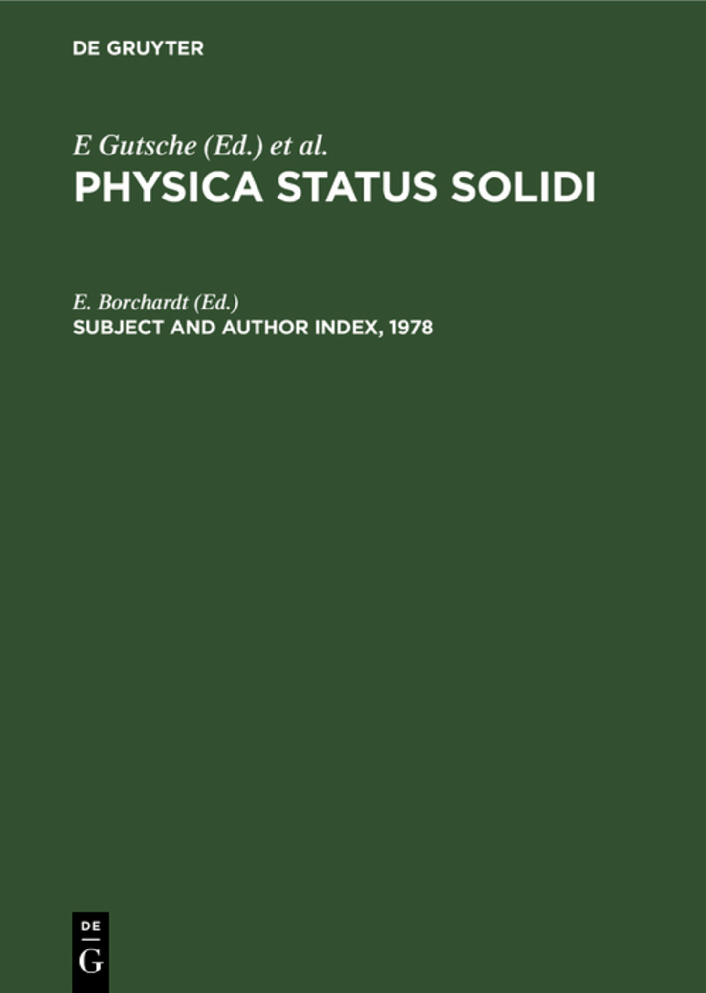 Subject and Author Index, 1978