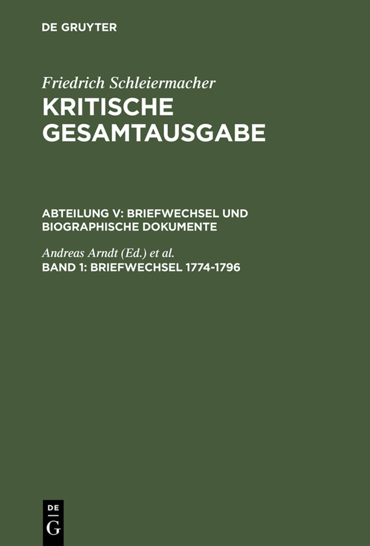 Cover image for Briefwechsel 1774-1796 ISBN 9783110085952
