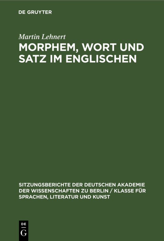Morphem, Wort und Satz im Englischen