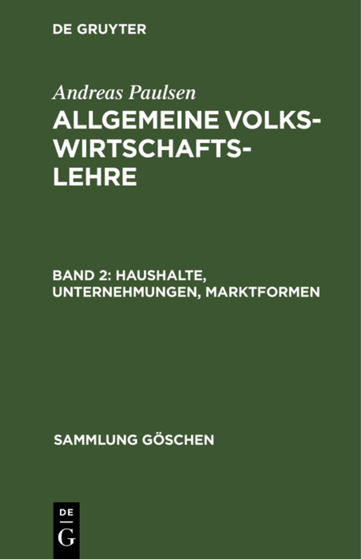 Cover image for Haushalte, Unternehmungen, Marktformen ISBN 9783111017372