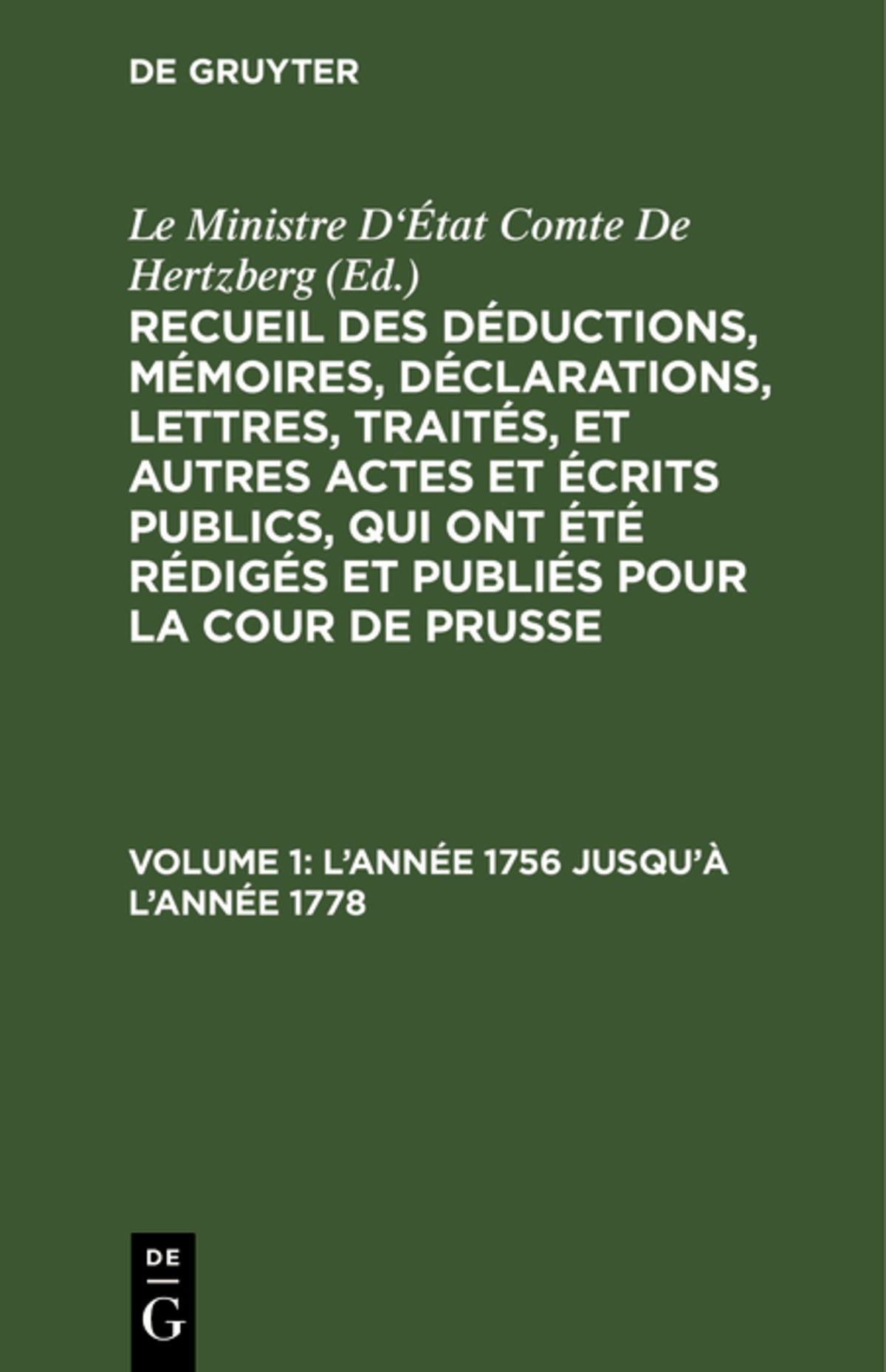 Cover image for L’année 1756 jusqu’à l’année 1778 ISBN 9783112451656