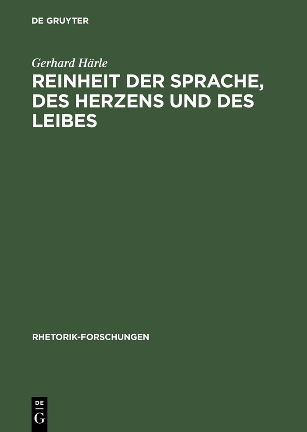 Cover image for Reinheit der Sprache, des Herzens und des Leibes ISBN 9783484680111