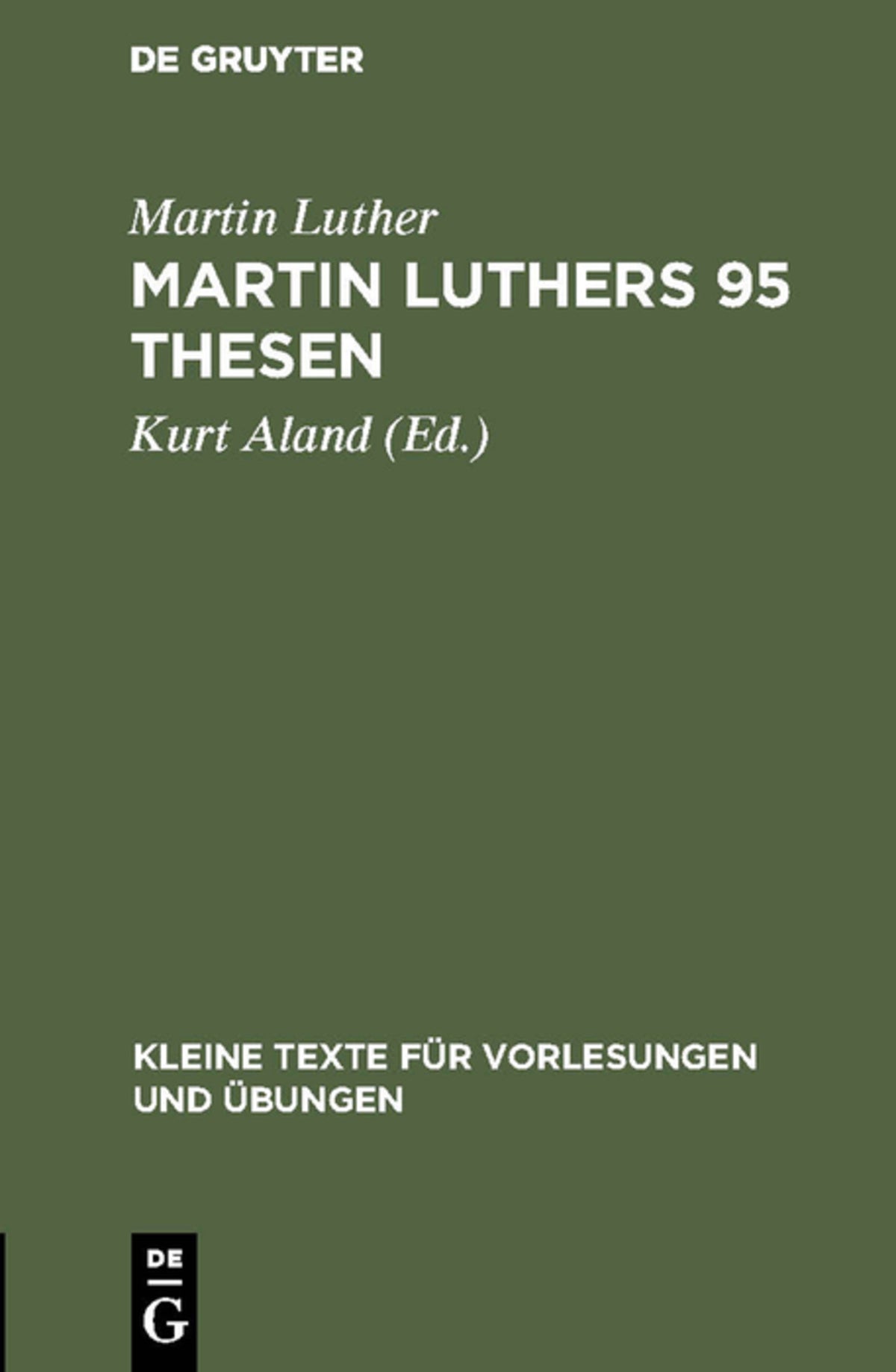 Cover image for Martin Luthers 95 Thesen ISBN 9783111000442