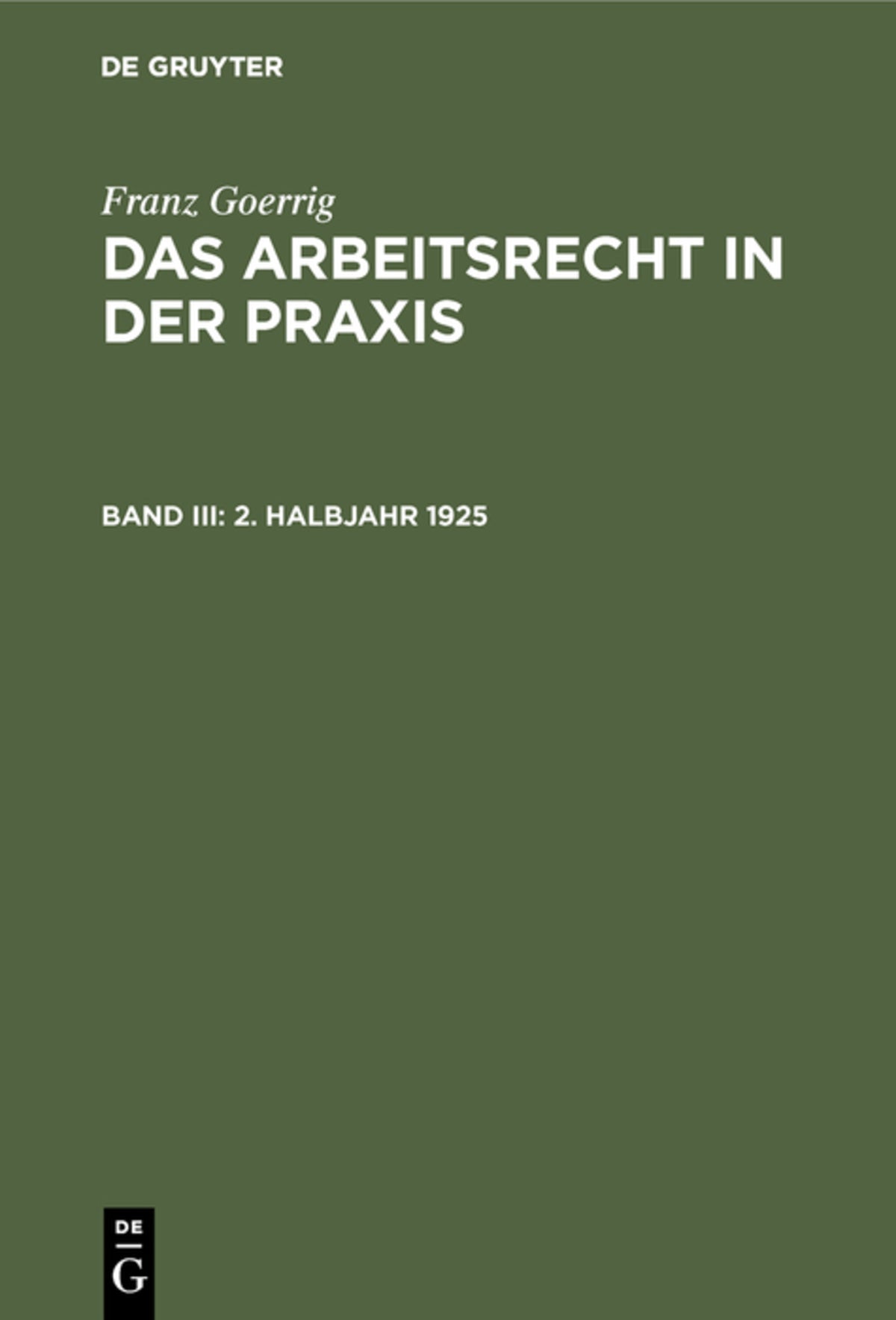 Cover image for 2. Halbjahr 1925 ISBN 9783486752250