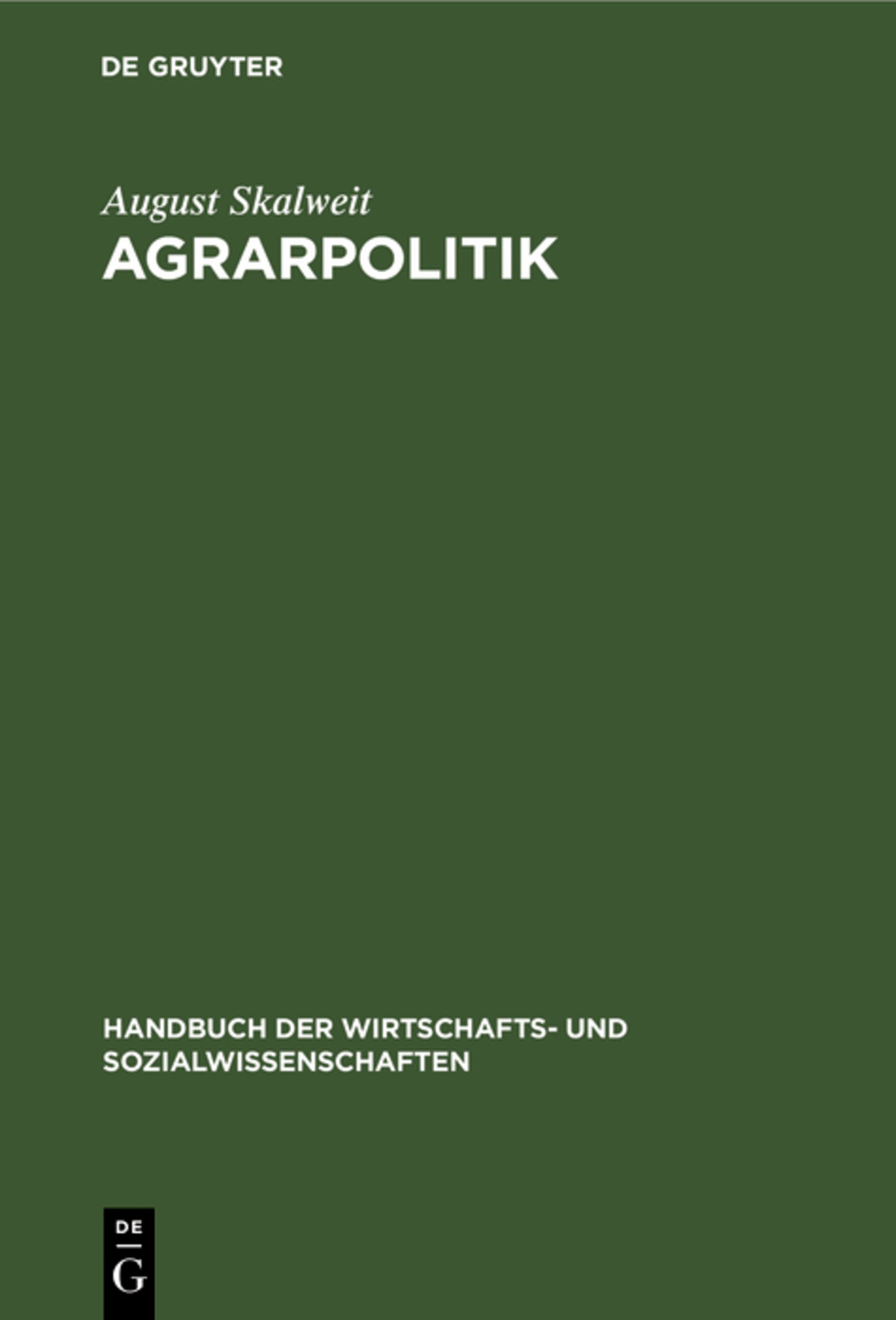 Cover image for Agrarpolitik ISBN 9783111045290