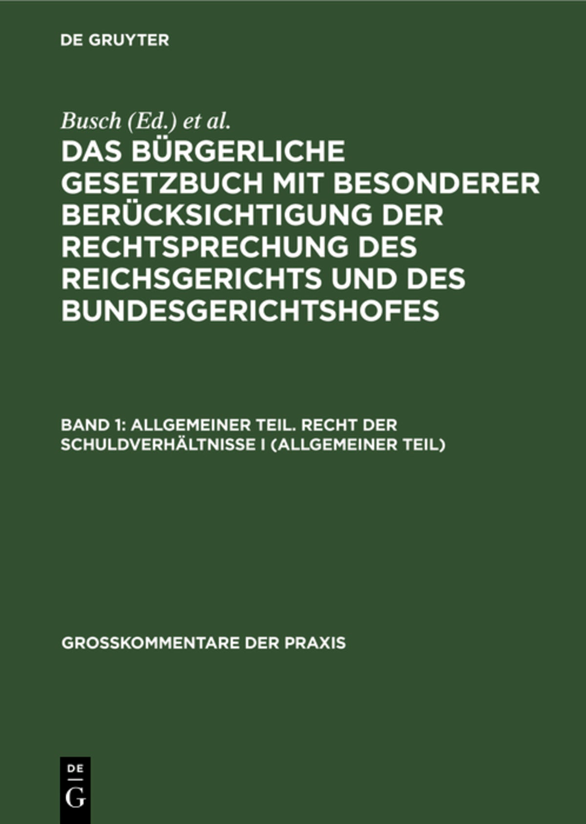 Cover image for Allgemeiner Teil. Recht der Schuldverhältnisse I (allgemeiner Teil) ISBN 9783112600658
