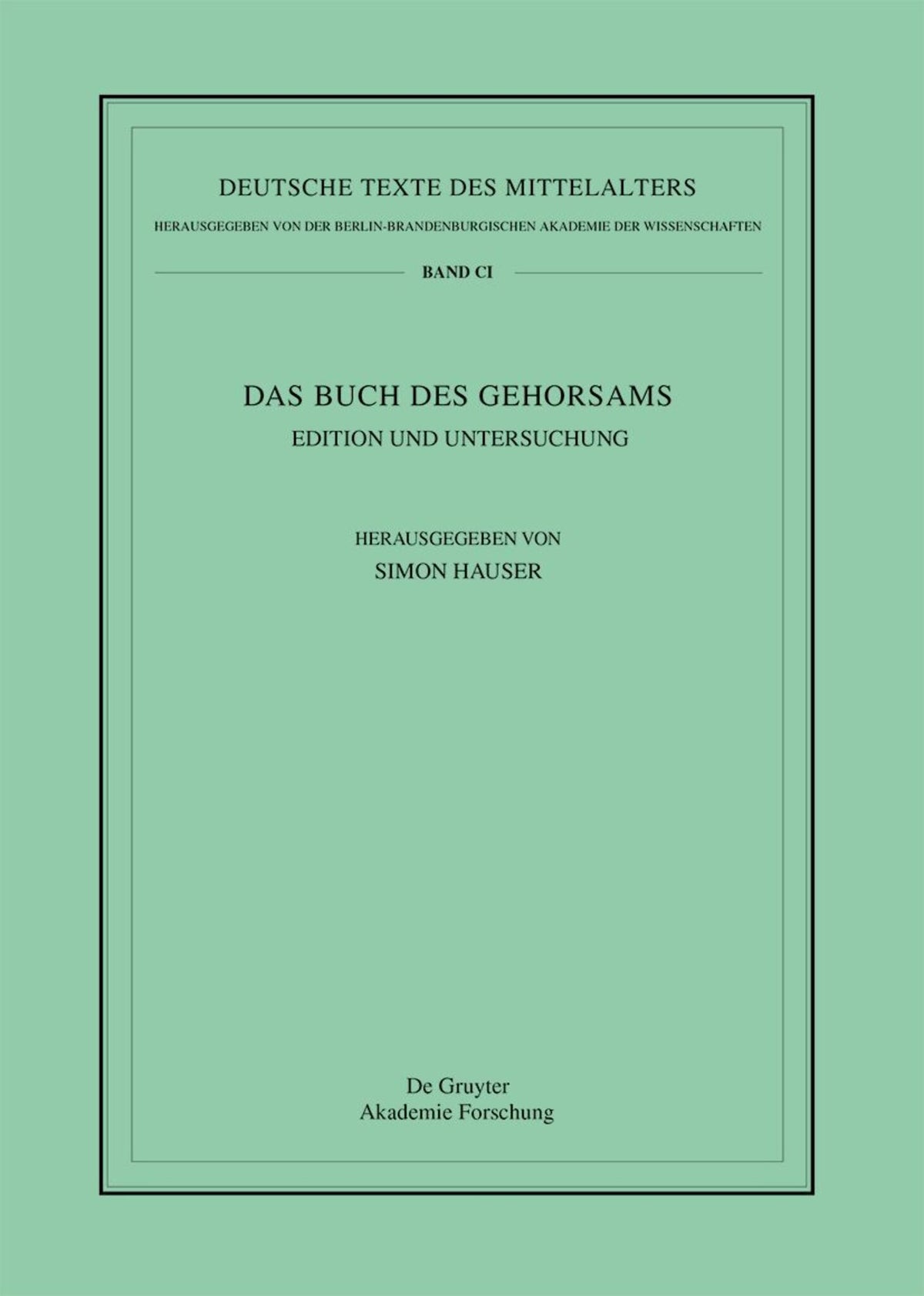 Cover image for Das Buch des Gehorsams ISBN 9783112247655