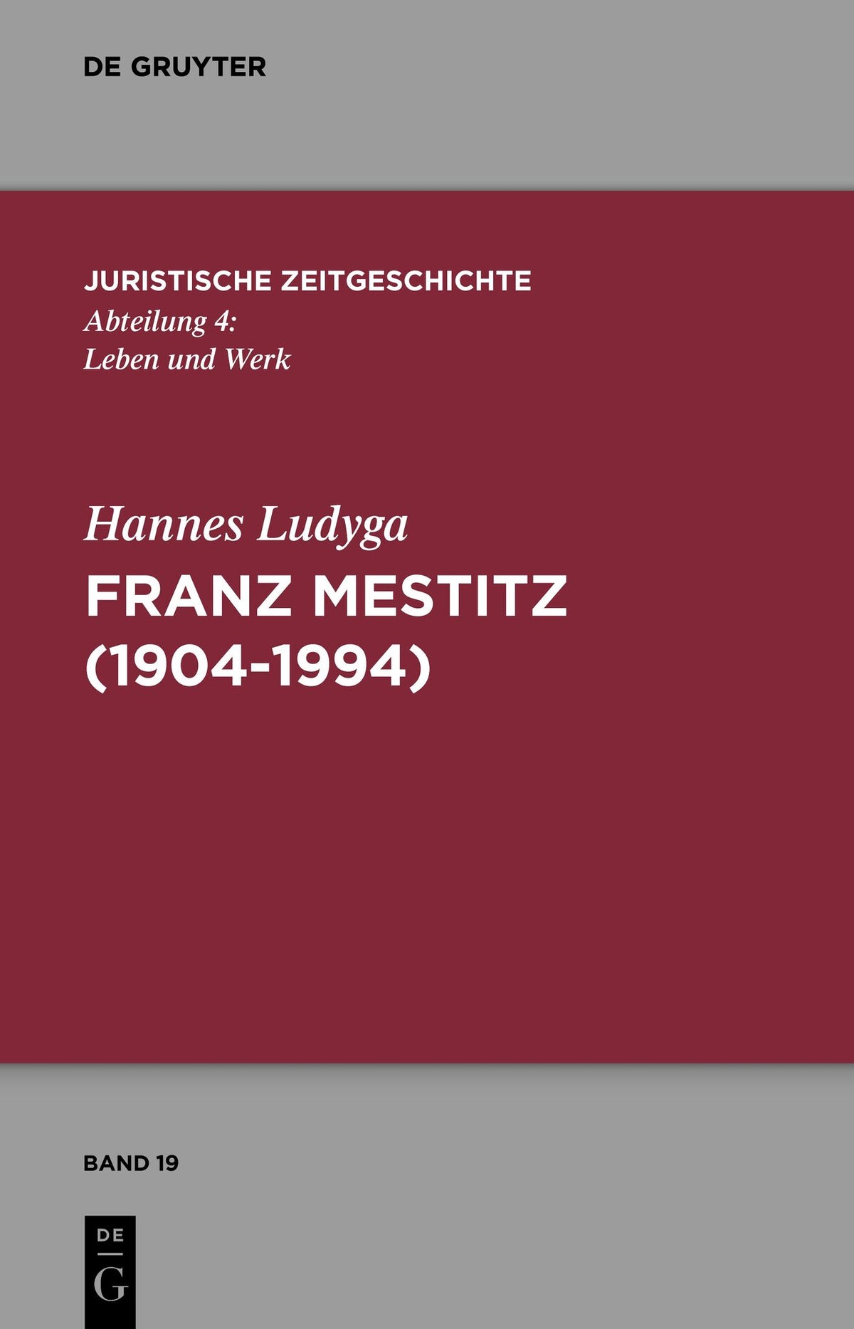 Cover image for Franz Mestitz (1904–1994) ISBN 9783111388427
