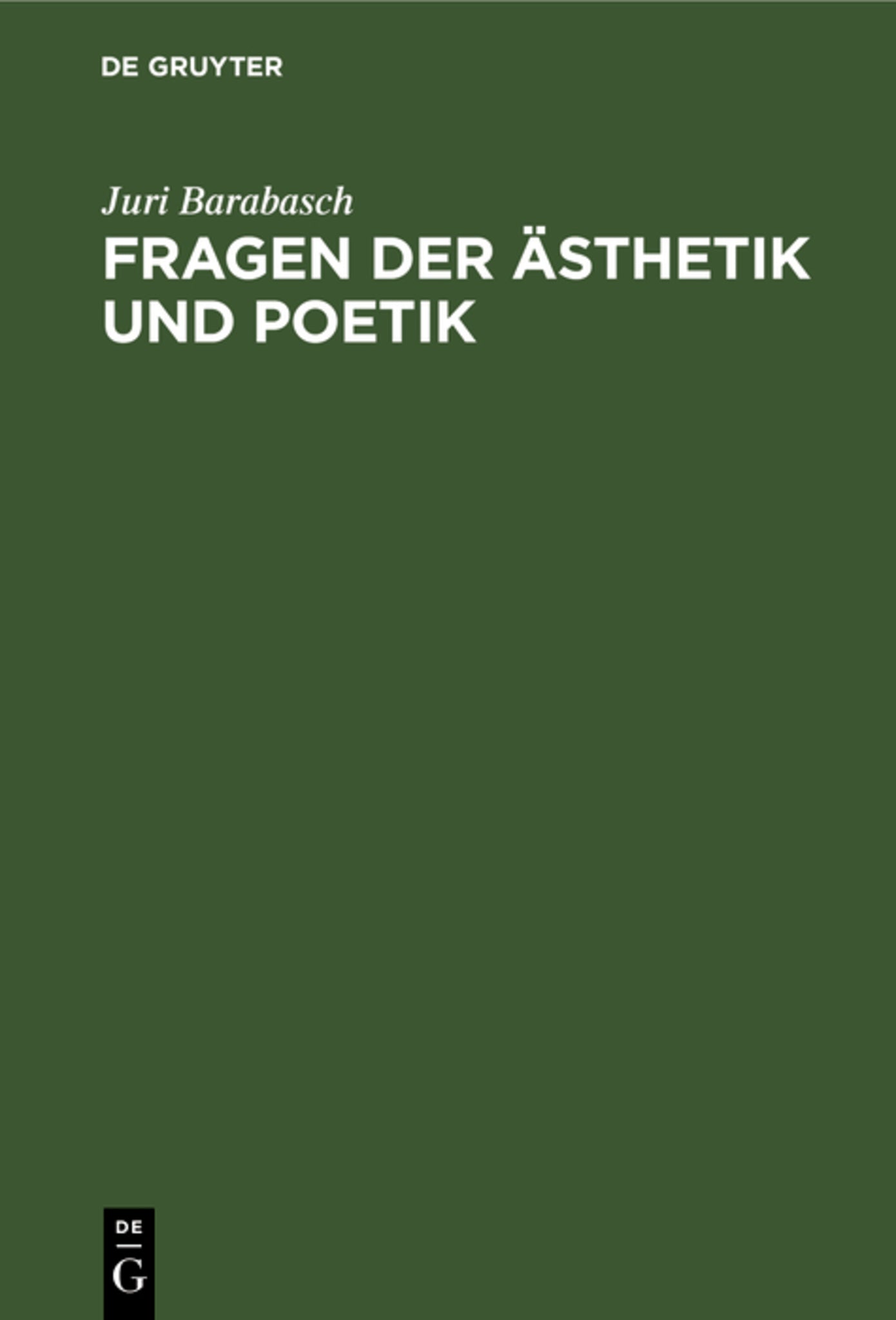 Fragen der Ästhetik und Poetik