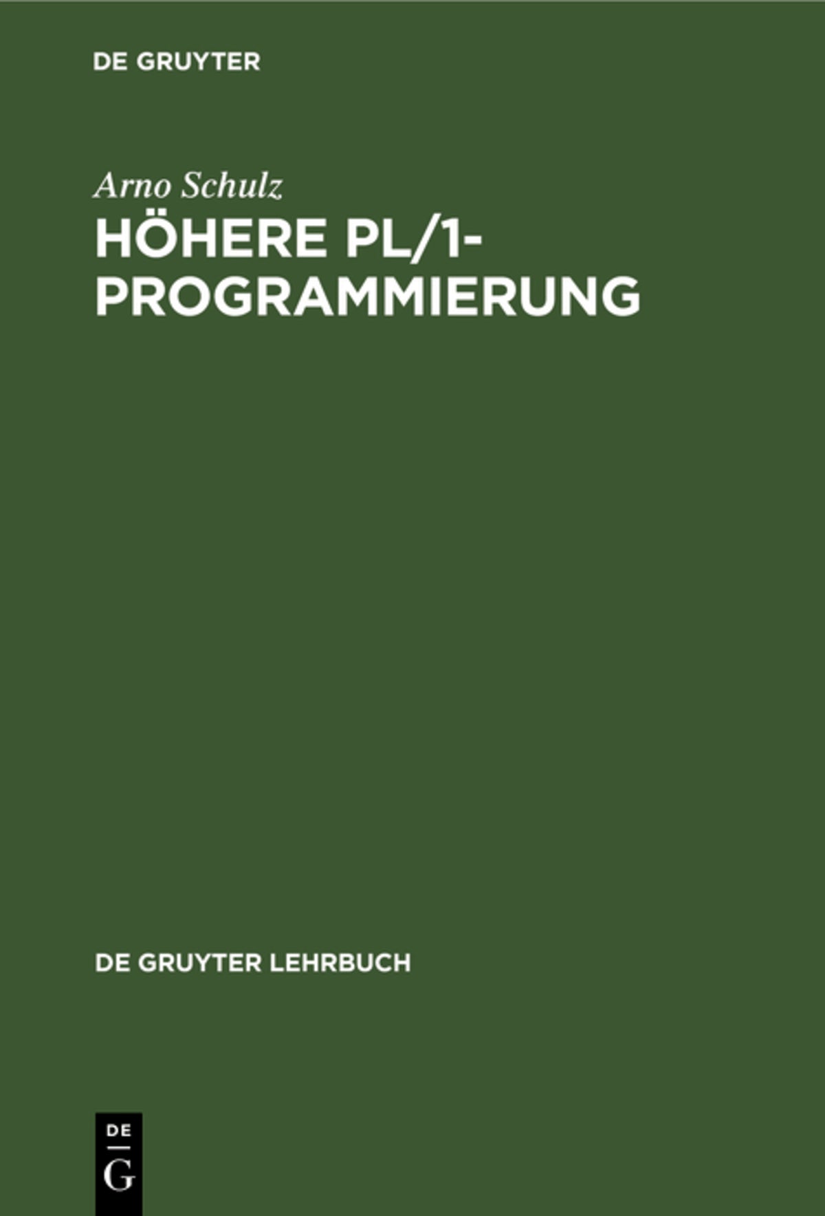 Cover image for Höhere PL/1-Programmierung ISBN 9783110048629