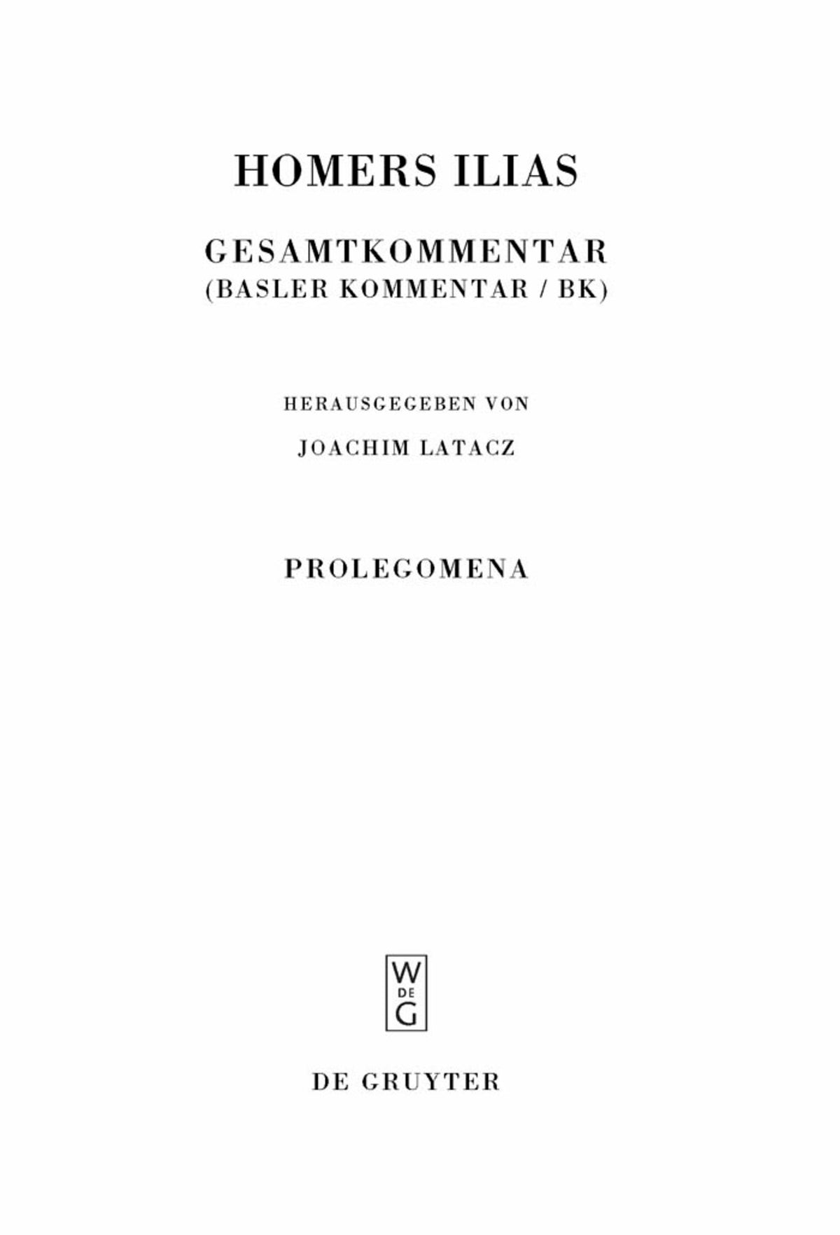 Cover image for Prolegomena ISBN 9783110221534