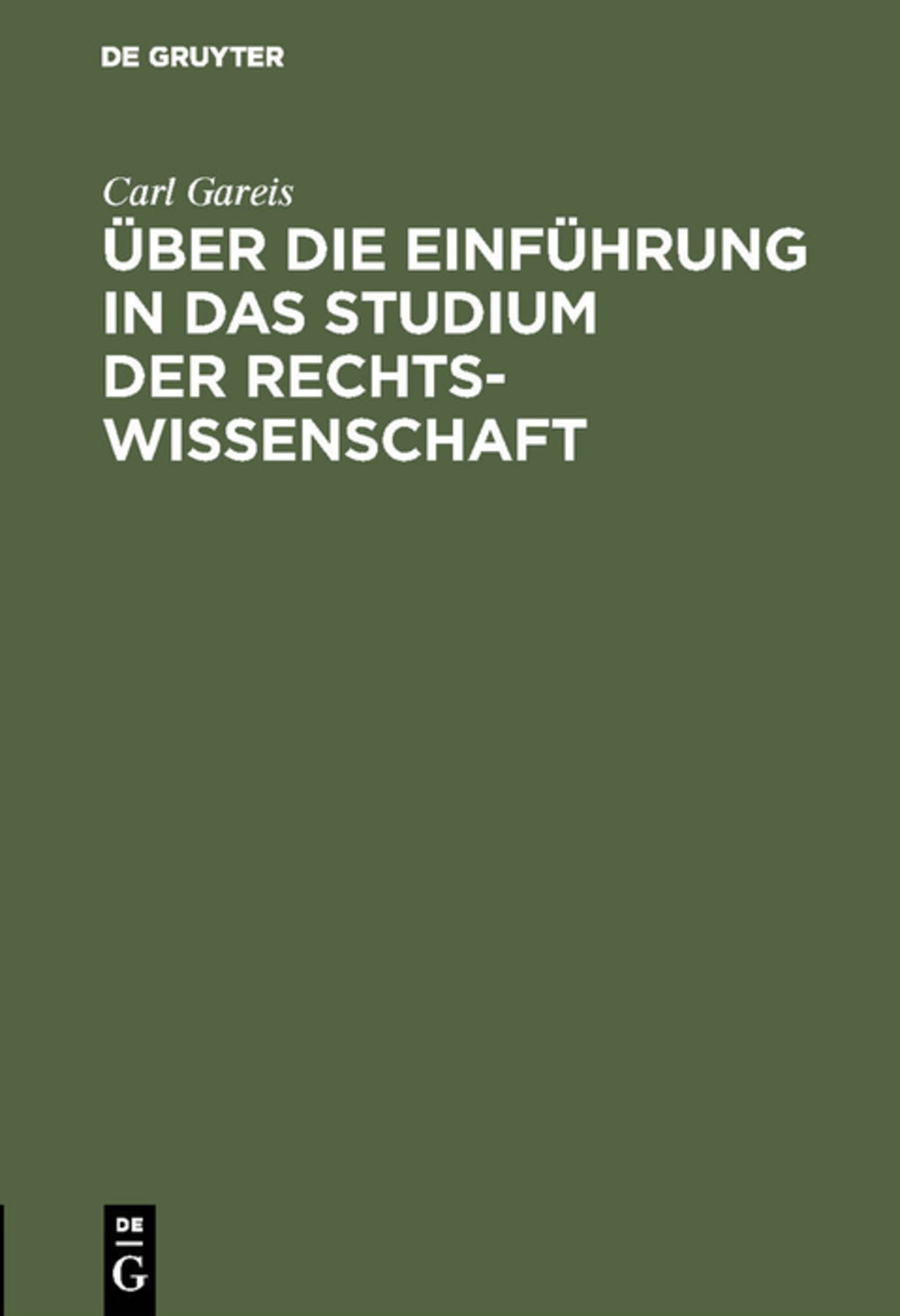 Über die Einführung in das Studium der Rechtswissenschaft
